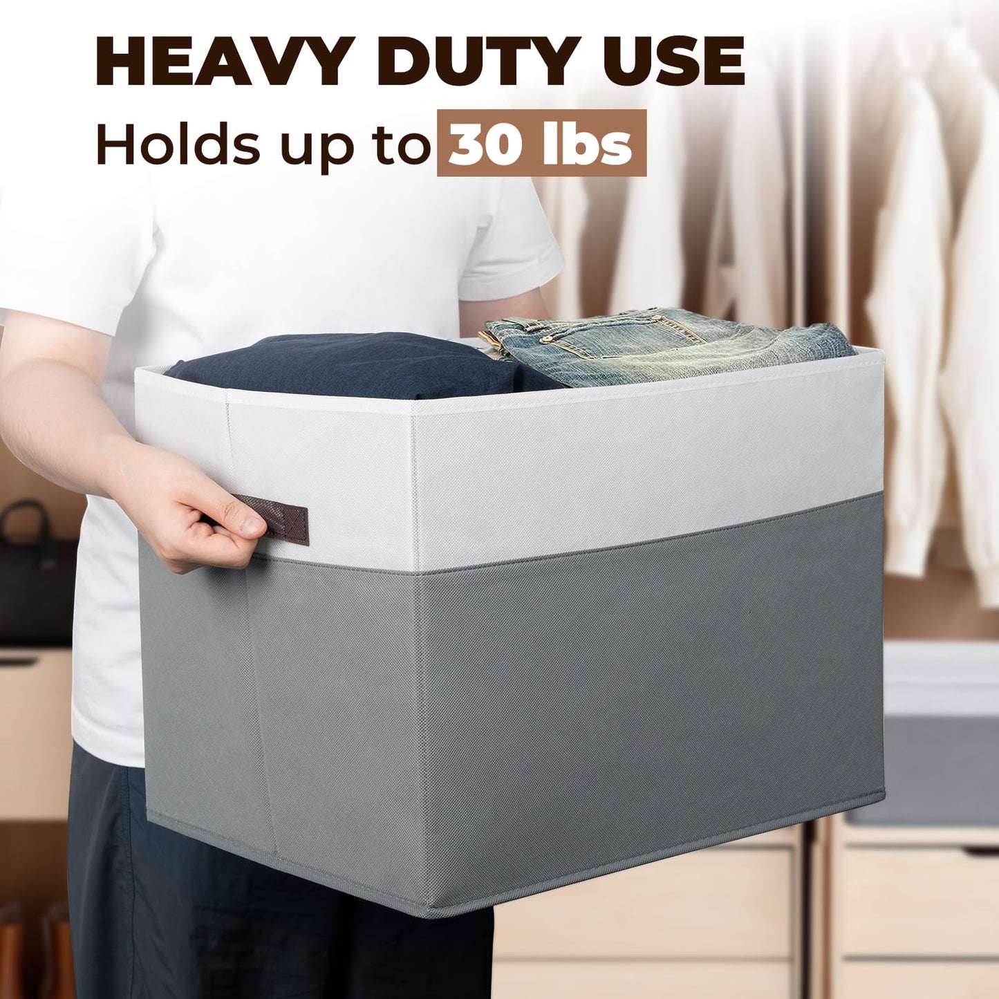 Criusia 6 Pack Clothes Bins for Organization - 16x12 Extra Large Storage Baskets for Shelves Closet Bedroom - Toy Storage Organizer Bins Boxes Cubes for Nursery - RV Apartment Essentials
