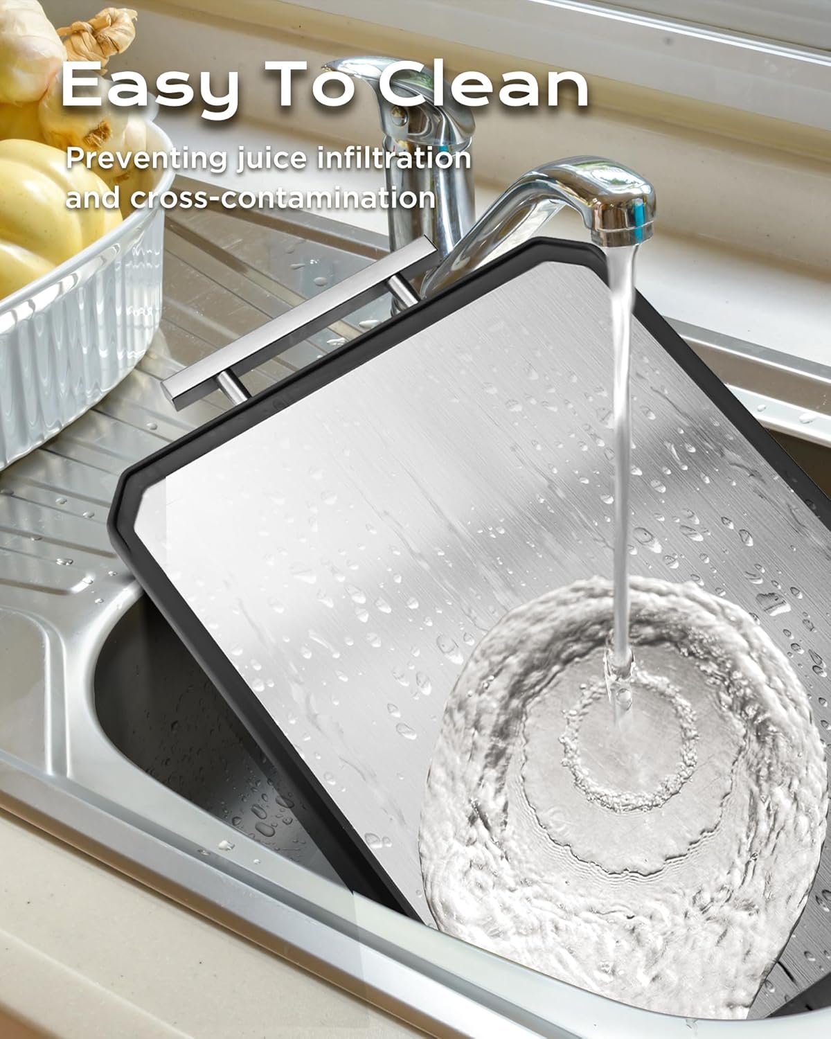 SNOWCLAD Stainless Steel Cutting Board - Double-Sided, Non-Toxic Chopping Board | Large 16" x 11" Size