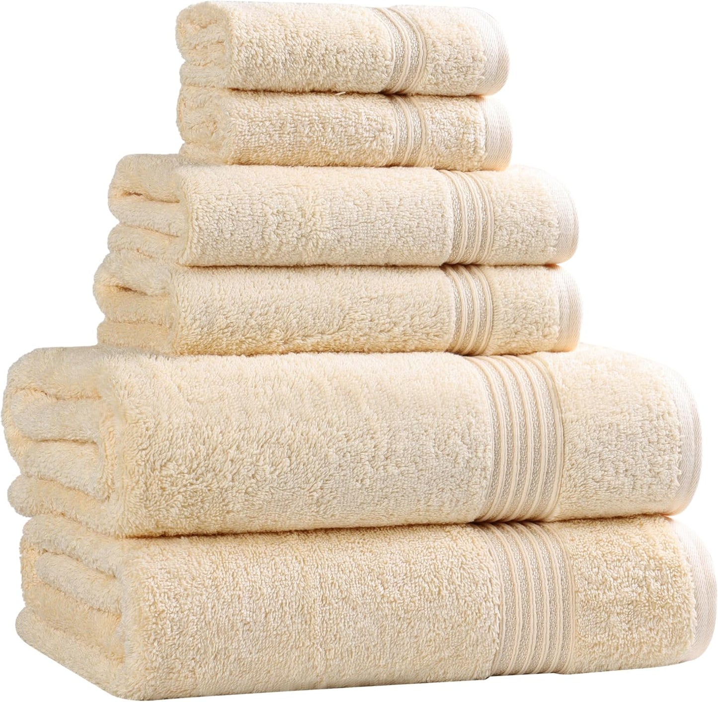 Superior Egyptian Cotton 6-Piece Towel Set, Bathroom Essentials, Towels For Bathroom, Apartment, Airbnb, Guest Bath, Face, Hand, Bath Towels, Washcloths, Absorbent, Fast Drying, Royal Purple