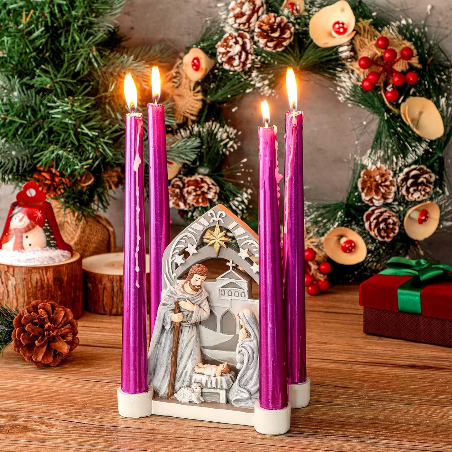 Regine Switzerland Nativity Advent Candle Holder - Holy Family Scene | Elegant Christmas Decor