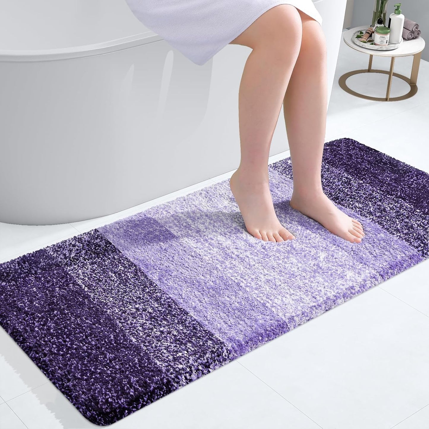 OLANLY Bathroom Runner Rug - Extra Soft Microfiber Mat 47x20 | Quick Dry, Washable, Violet Color