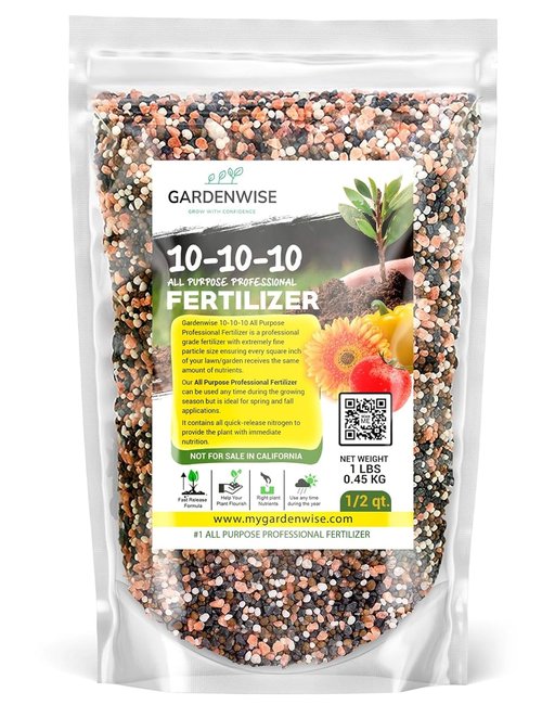 10-10-10 Plant Fertilizer - Slow Release All-Purpose Granular for Vegetables & Flowers | 1/2 Quart