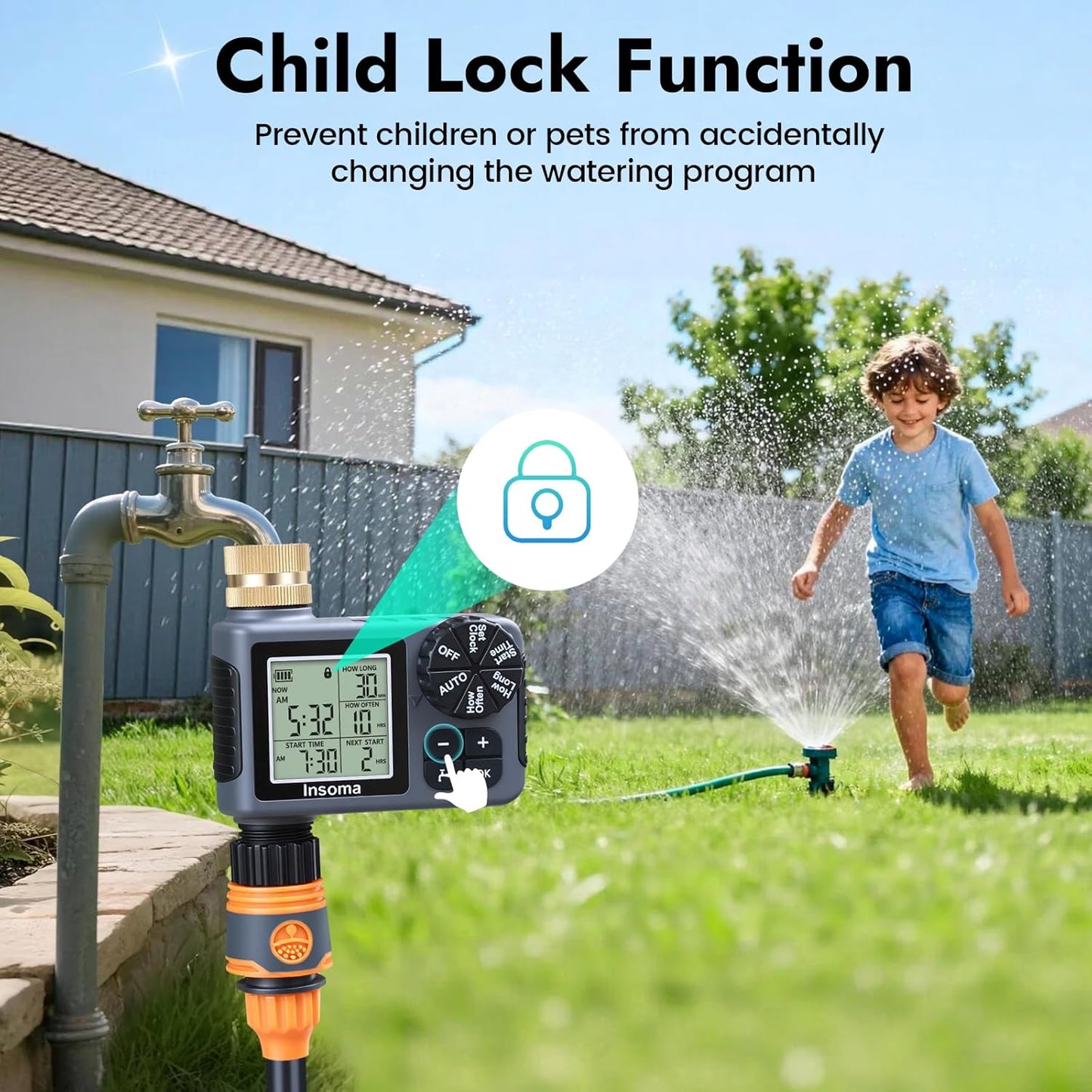 Sprinkler Timer - Brass Inlet & Outlet | Auto/Manual/Rain Delay Modes for Easy Garden Watering