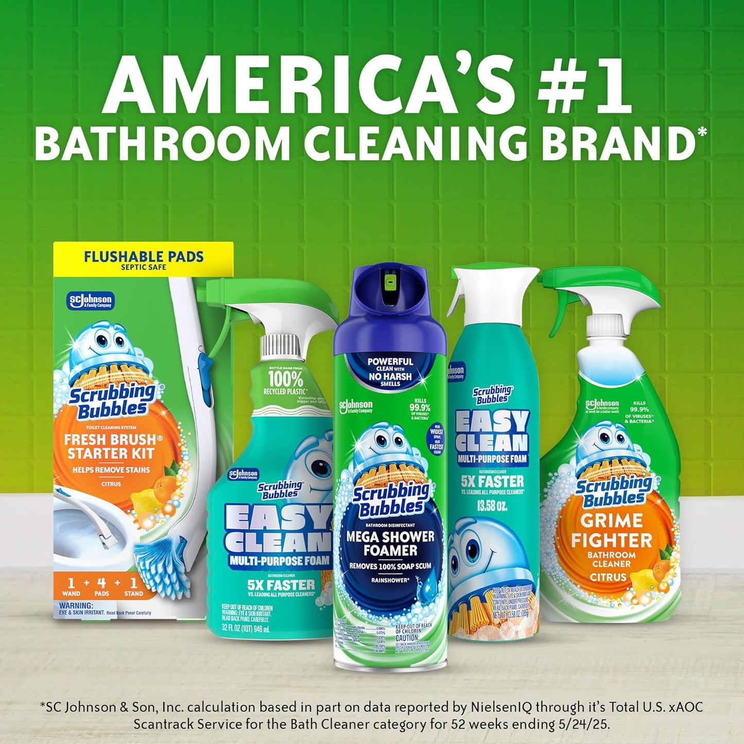 Scrubbing Bubbles Toilet Bowl Cleaning System - Citrus Scent, 1 Wand, 4 Refill Pads & Stand