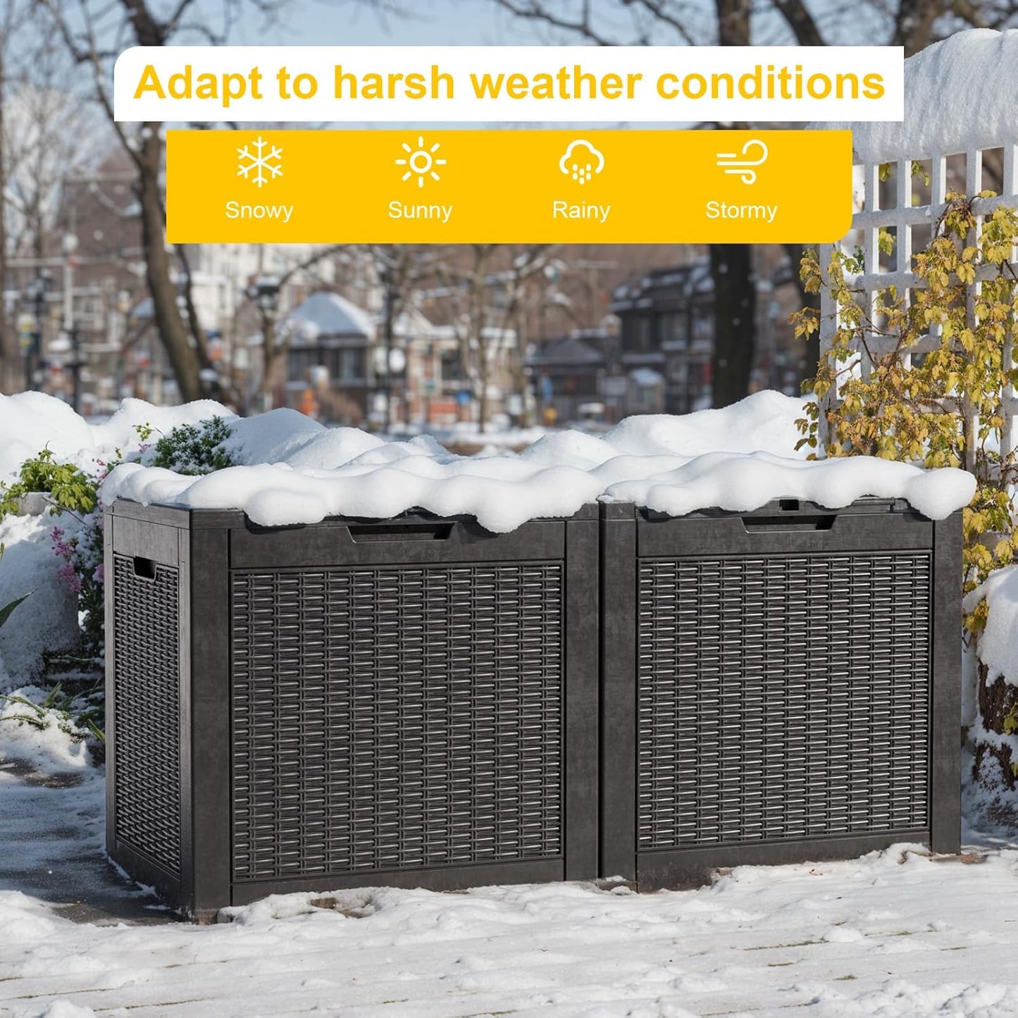 Regine Switzerland 31 Gallon Waterproof Outdoor Storage Box - Lockable Resin Container for Patio & Garden (Black)