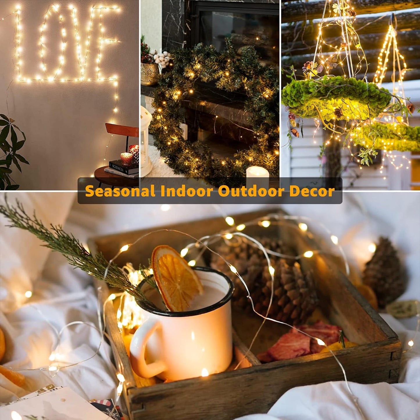 20 Pack Fairy Lights Battery Operated 7ft 20 LED Mini String Lights Twinkle Lights Silver Wire Firefly Starry Lights for Mason Jars Wedding Party Christmas Centerpiece Table Decorations, Warm White
