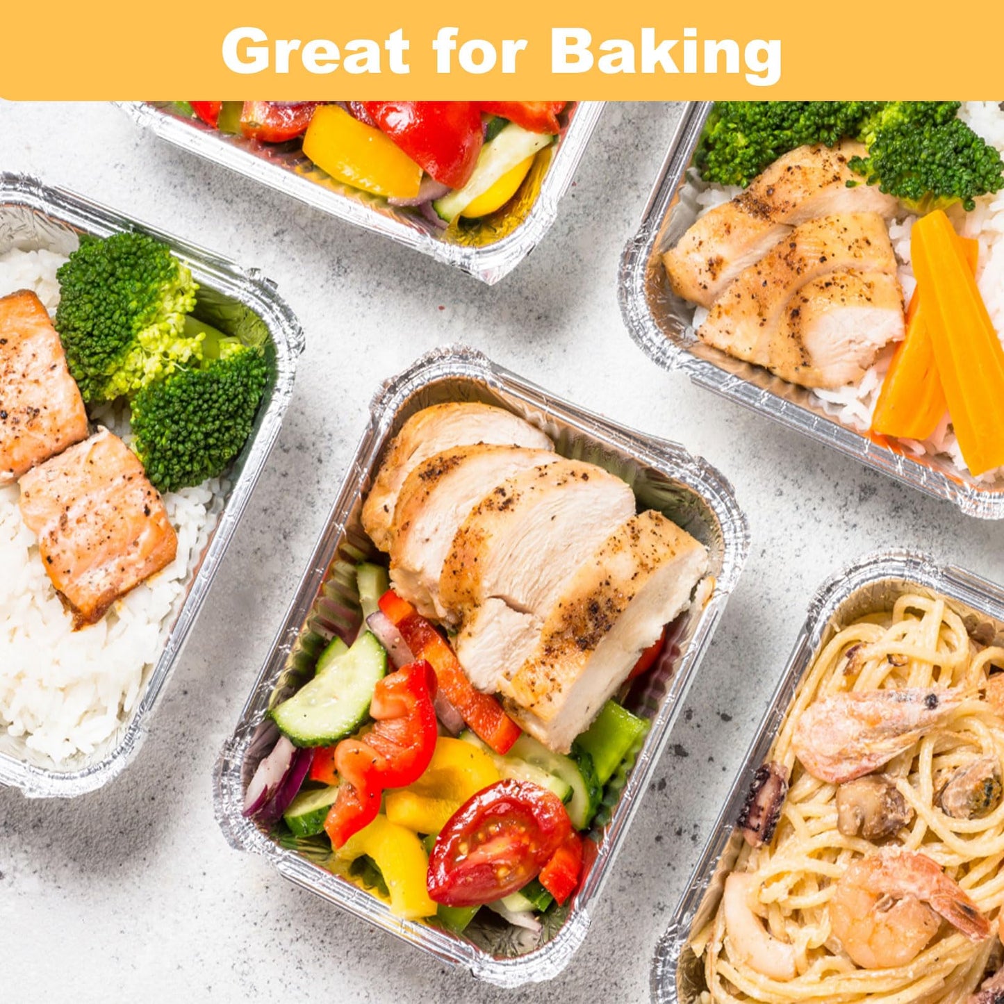 MUXHEL 50 Pcs 9 x 13 Aluminum Pans, Aluminum Foil Pans, Disposable Foil Trays for Baking, Cooking, Freezing and Storing Food