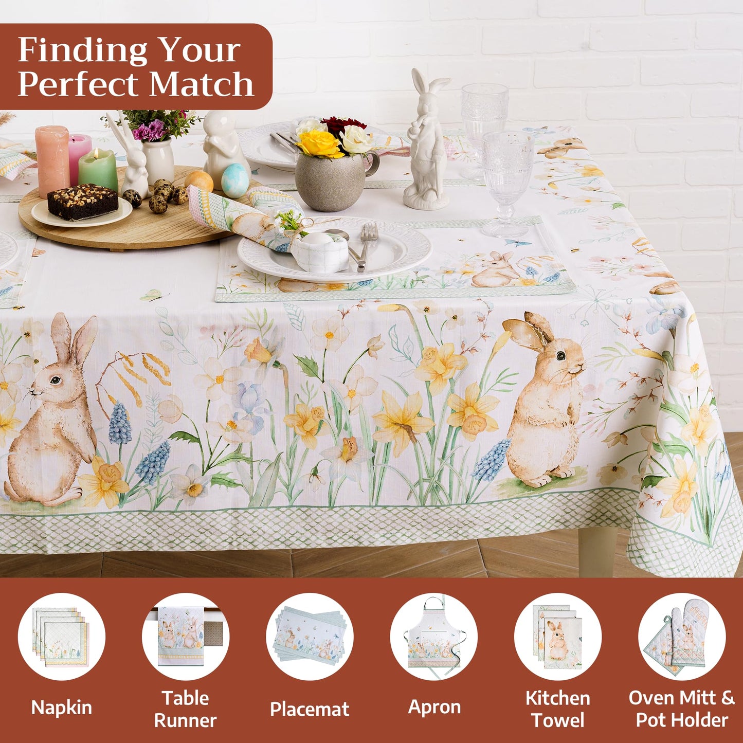 Maison d' Hermine Table Cloth Square Table 100% Cotton 60 x 60 Inches Tablecloth Reusable Decorative for Dining Kitchen Room Farmhouse Home Gifts for Mothers Day Spring Summer - Easter Dew