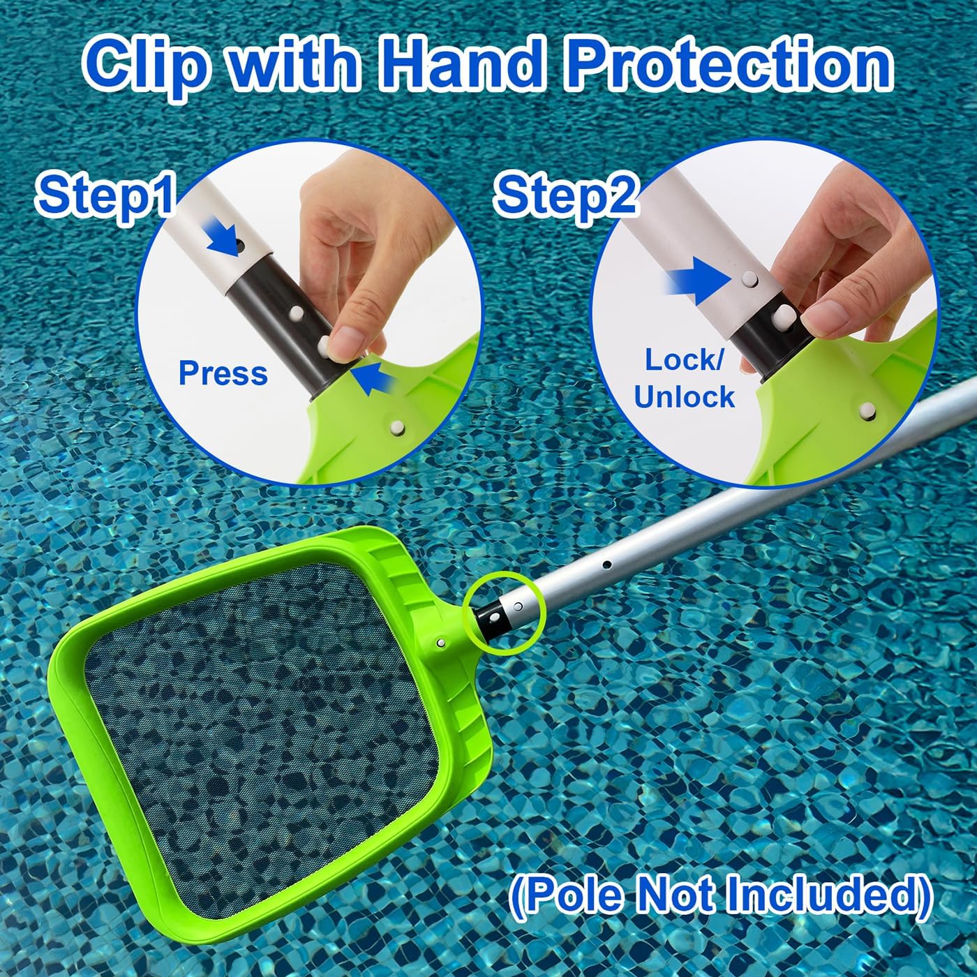 Sepetrel Pool Skimmer Net - Heavy Duty Nylon Leaf Rake for Spa & Swimming Pool Cleaning | Durable Frame