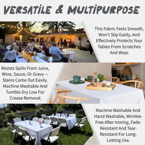 FINDYOU 6 Pack White Tablecloth Rectangle Table Cloths for 6 Foot Rectangle Tables 60 X 102 Inch Table Covers Washable Polyester Tablecloth for Weddings, Parties, Banquet, and Daily Use