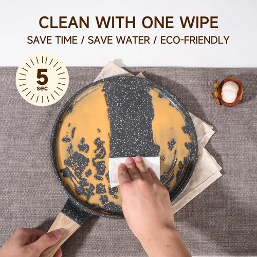 JEETEE Crepe Pan Nonstick, 9.5 Inch Comales Para Tortillas Griddle Pan for Stove Top, Granite Coating Flat Pancake Pan Dosa Tawa, PFOA FREE and Induction Compatible (Grey)