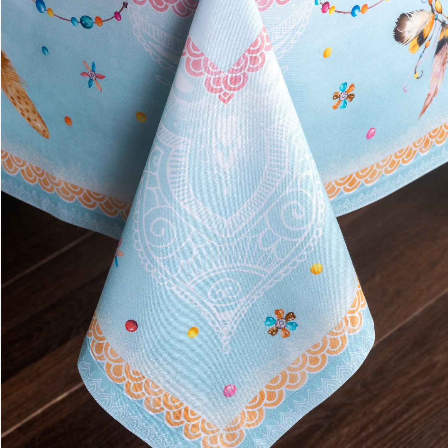 Maison d' Hermine Table Cloth Square Table 100% Cotton 60 x 60 Inches Tablecloth Reusable Decorative for Dining Kitchen Room Farmhouse Home Gifts for Mothers Day Spring Summer - Ibiza - Blue
