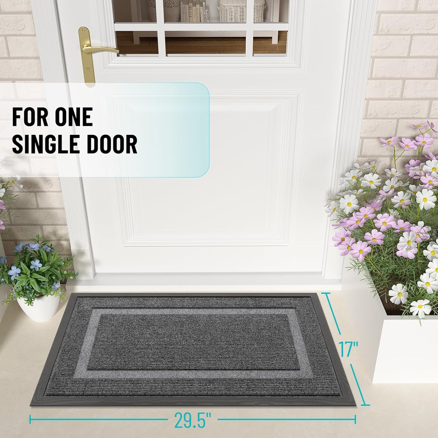 OLANLY Indoor Outdoor Front Door Mat - Waterproof All-Season Doormat, Sturdy Rubber, Easy Clean | 29.5x17, Dark Grey