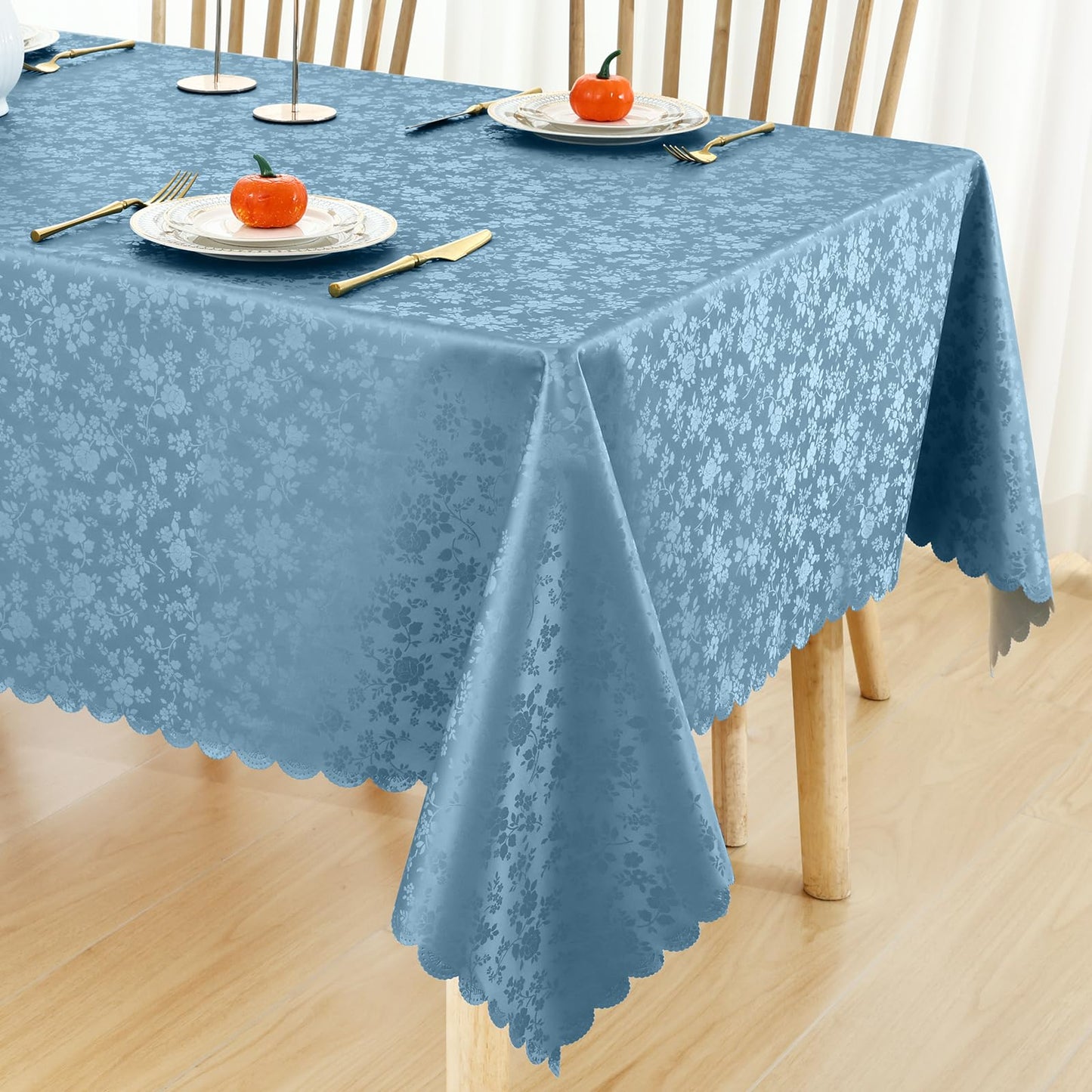 Smiry Square Table Cloth, Waterproof Heavy Duty Vinyl Tablecloths, Wipeable Washable Table Cover for Kitchen and Dining Room (Stone Blue, 70" x 70")