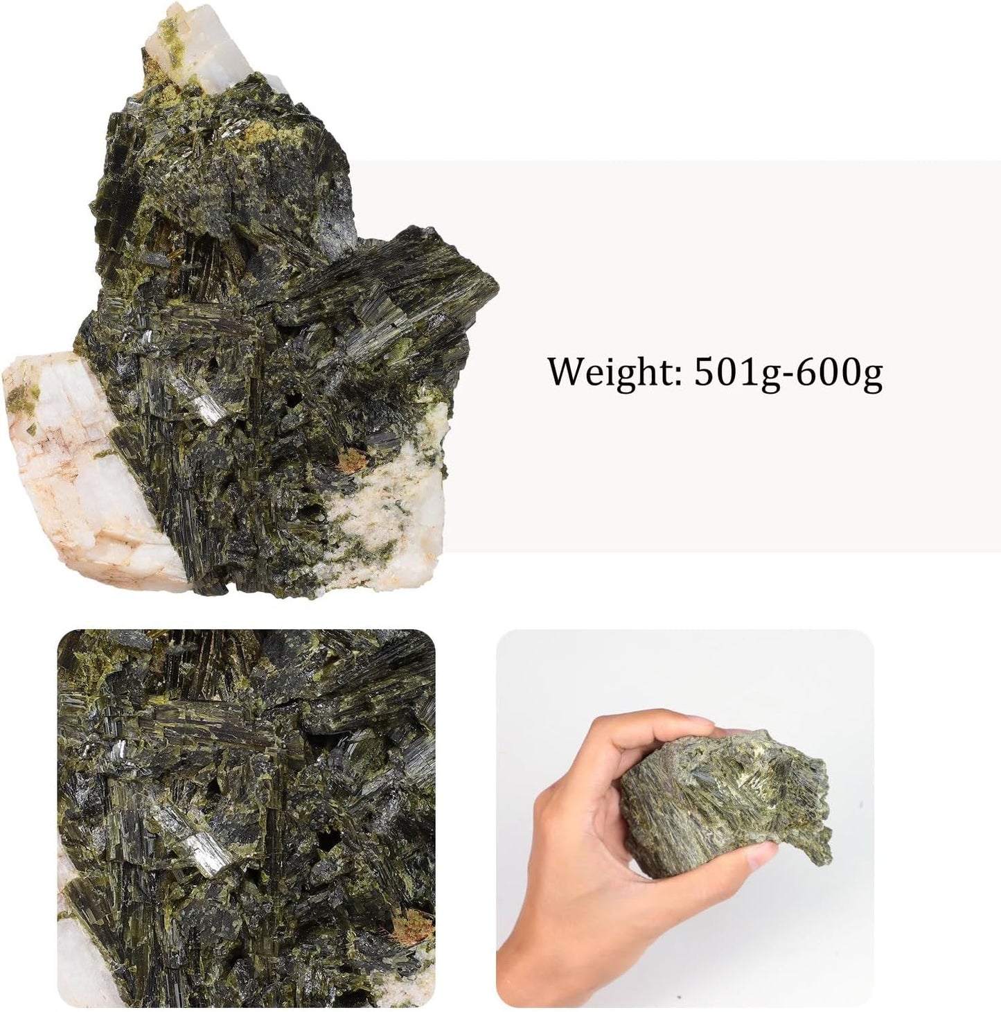 Sportmusies Natural Raw Green Tourmaline Crystal Cluster Reiki Healing Home Office Decoration, Irregular-Shaped Green Tourmaline Stone Mineral Specimen, 1.88-5.03 inches