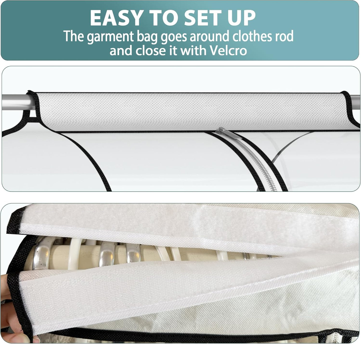 Liuoud 22” Garment Bags - Clear Hanging Clothes Covers for Closet Storage | 2 Pack, 60” Long