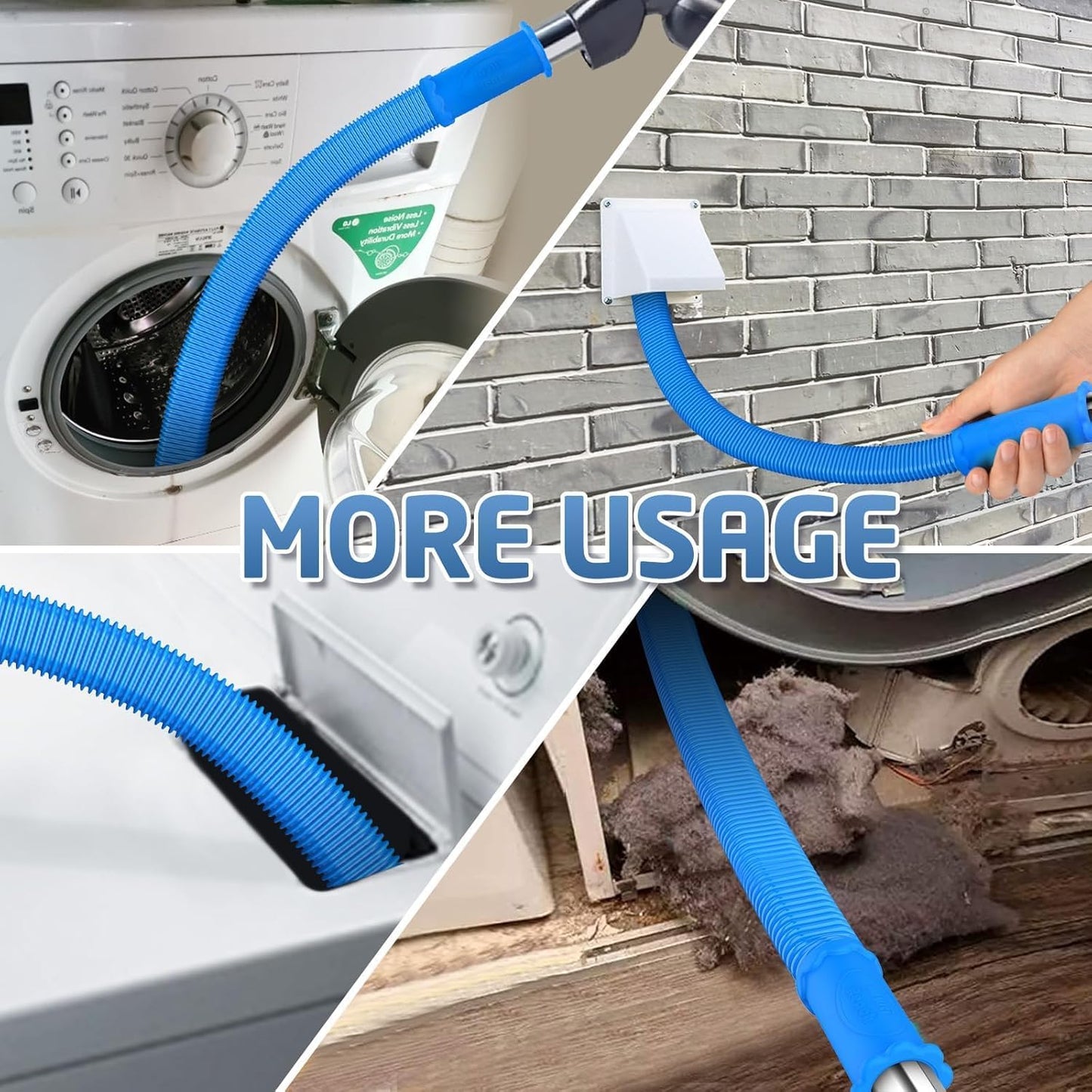Skiennix Dryer Vent Cleaner Kit - 2 Pieces with Lint Brush & Vacuum Hose Attachment | Universal Connector