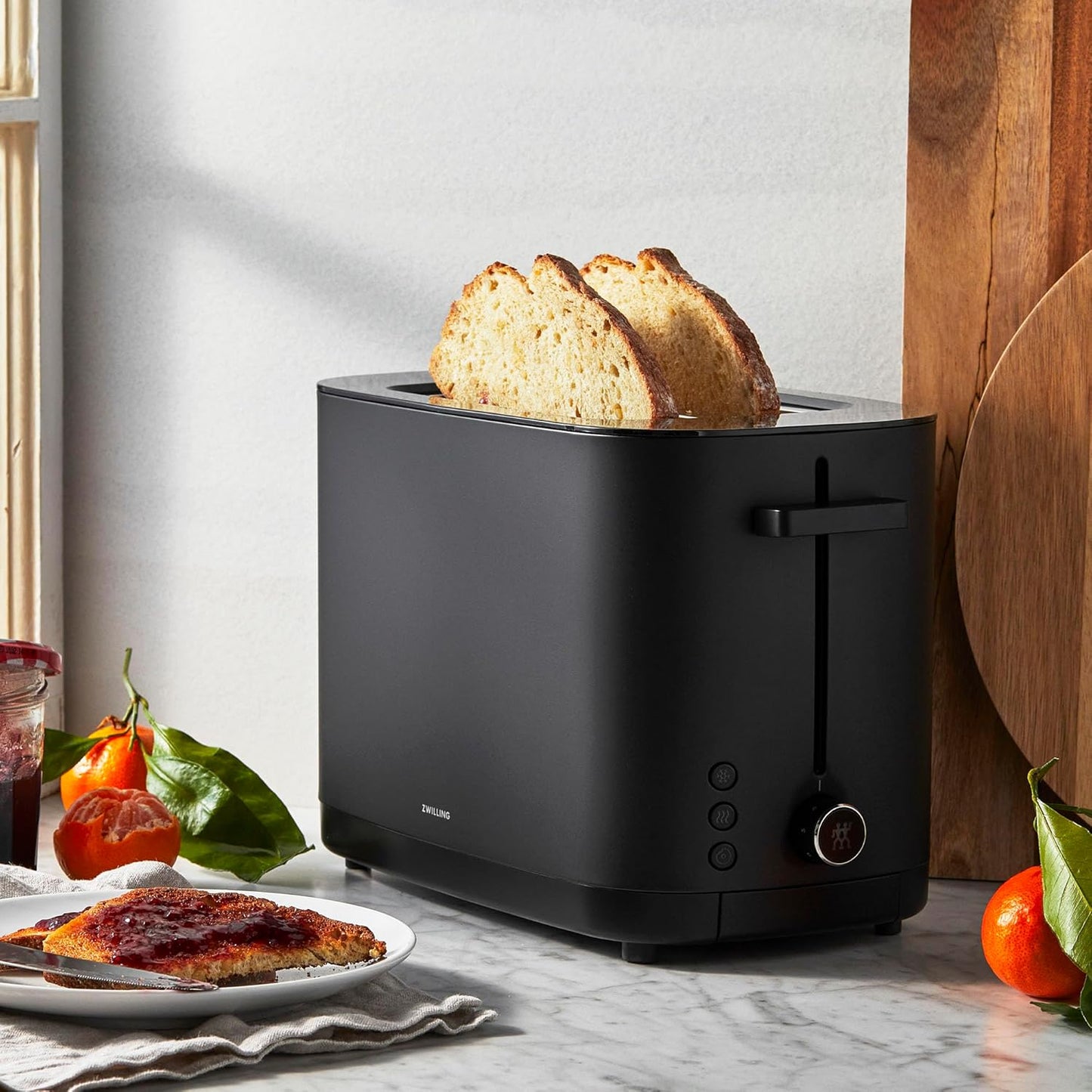 ZWILLING Enfinigy 2-Slice Toaster - Extra Wide 1.5" Slots for Bagels & Toast | Sleek Black Finish