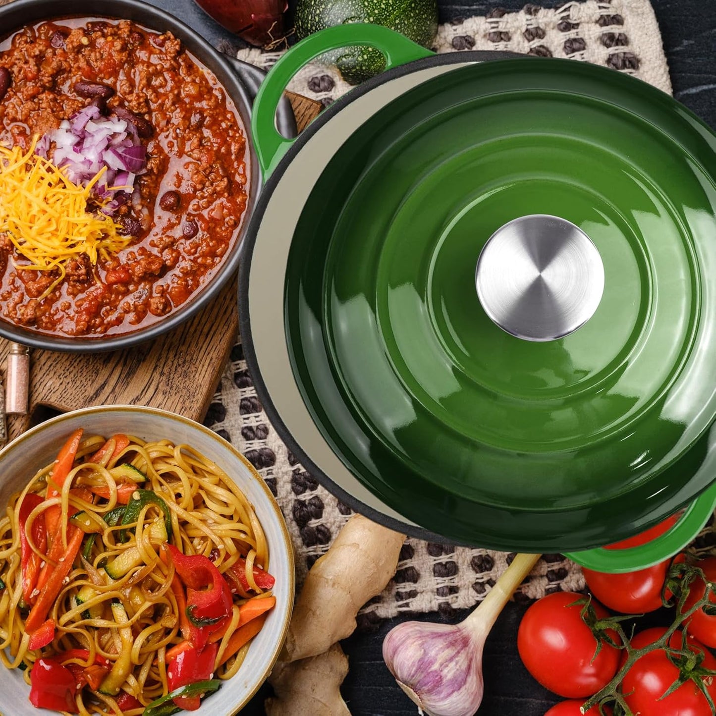 Le Creuset Enameled Cast Iron Dutch Oven - 6 Quart with Lid & Dual Handles - Oven Safe to 500°F (Green)