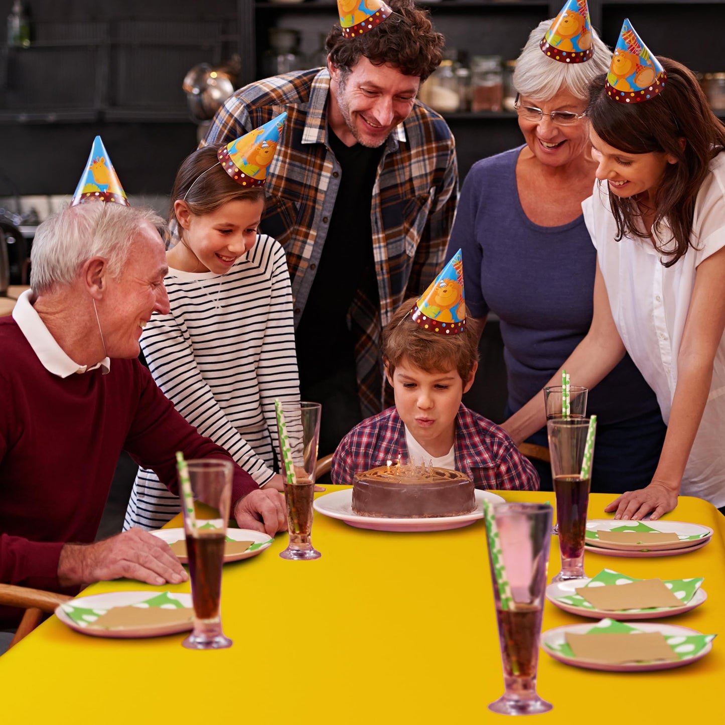 Vedran 2 Pack Yellow Tablecloth Rectangle 54 x 108 Inch, Plastic Table Cloth Disposable for Birthday Party, Outdoor Dinner, Holiday Party Decoration