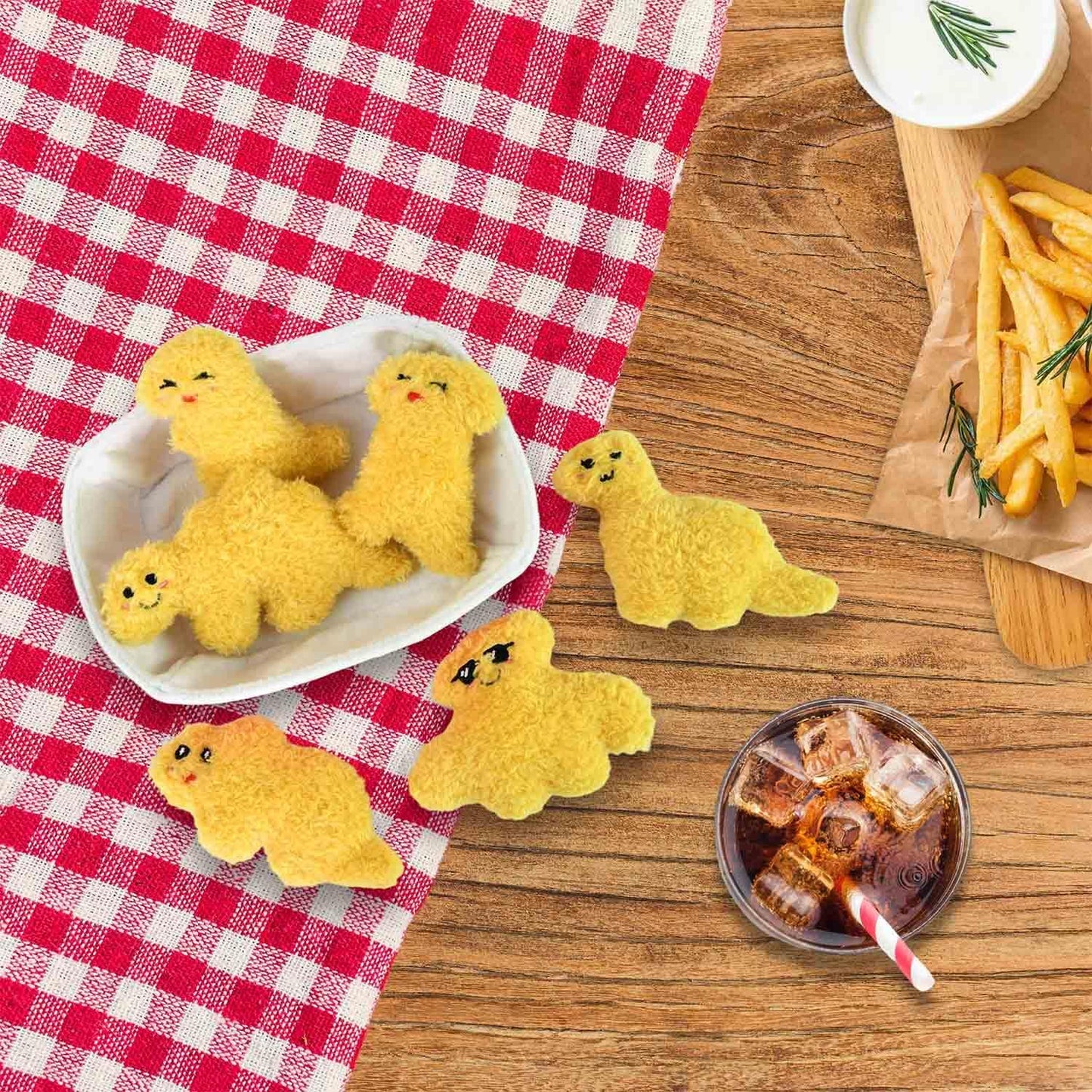 Positive Emotional Support Dino Nuggets Plush Toy - 6 Cute Stuffed Nuggets in Soft To-Go Box | Inspirational Gift for Teens & Friends