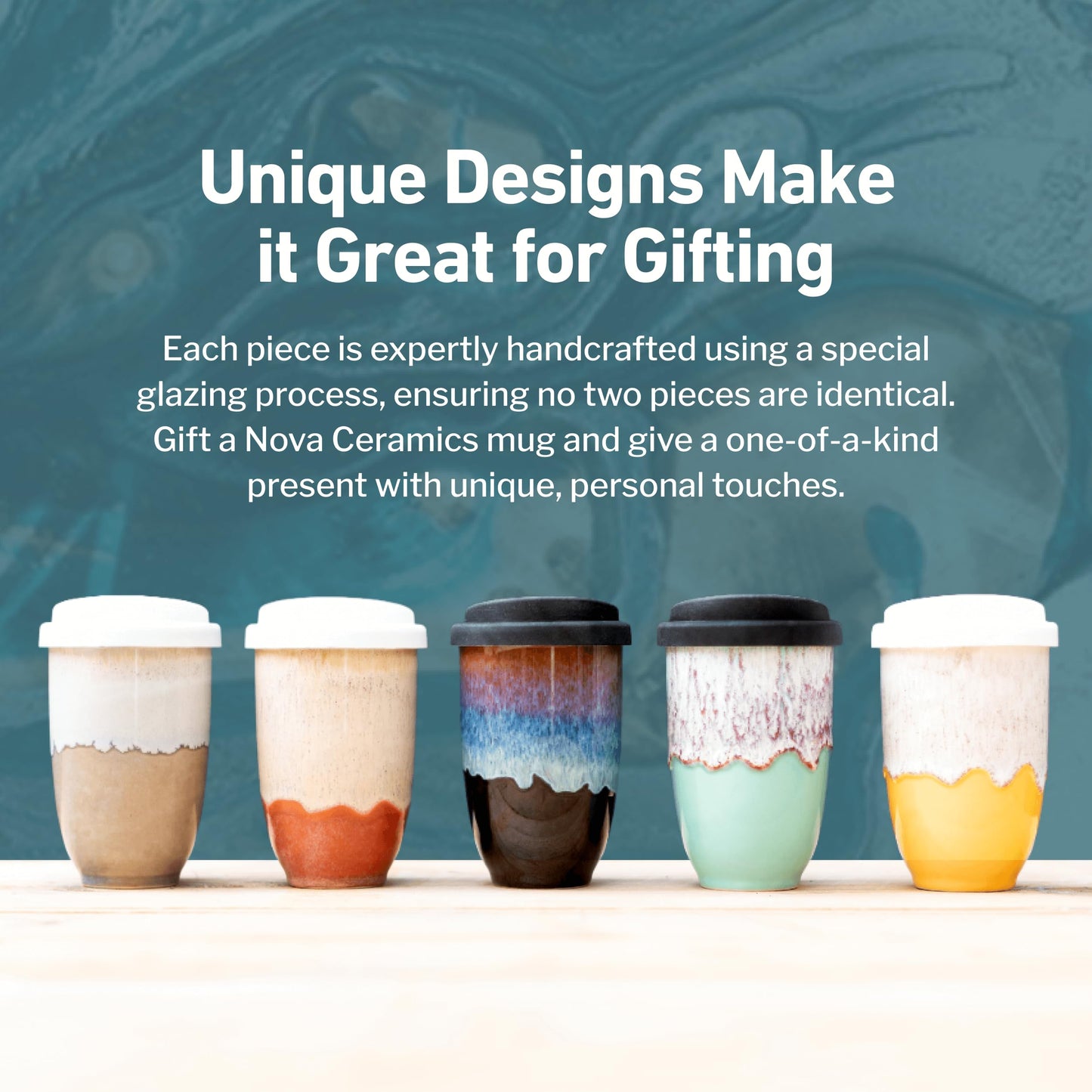 NOVA CERAMICS Travel Mugs - Reusable Coffee Cup – Cute Coffee Mugs Travel Coffee Tumbler – Microwave & Dishwasher Safe To Go Coffee Mug- Gifts For Women Men Him Her – 12oz - Dune