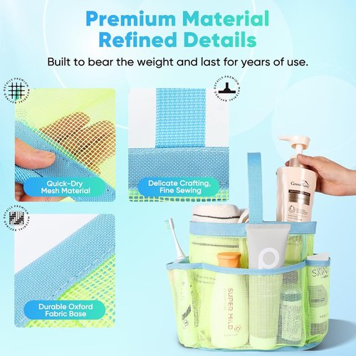 EUDELE Mesh Shower Caddy - Portable 8-Pocket Design for Quick Drying | Ideal for Beach, Gym & Travel