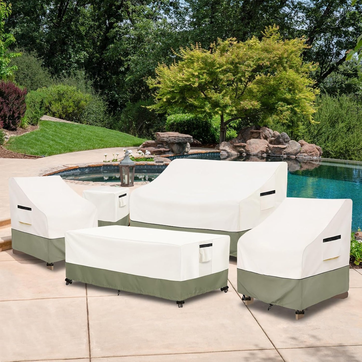 Patio Adirondack Chair Cover - 600D Heavy Duty Waterproof Protection | 32"W x 35"D x 36"H - Beige