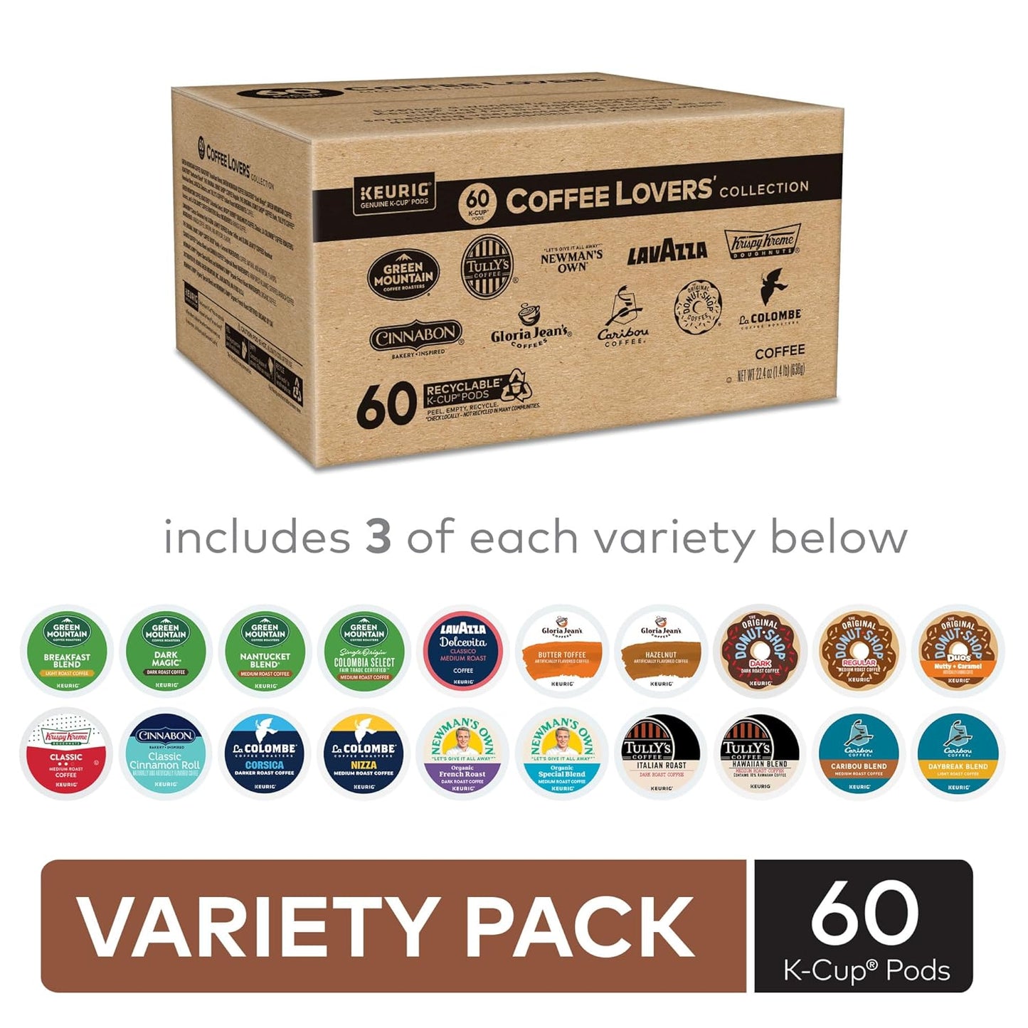 Keurig® Coffee Lover's Collection - Variety Pack of 60 Single Serve K-Cup Pods