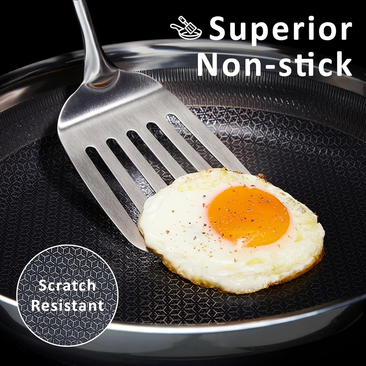 SAKAMOSH 8" Non-Stick Frying Pan - Hybrid Ceramic Stainless Steel Skillet with Stay-Cool Handle | Dishwasher & Oven Safe