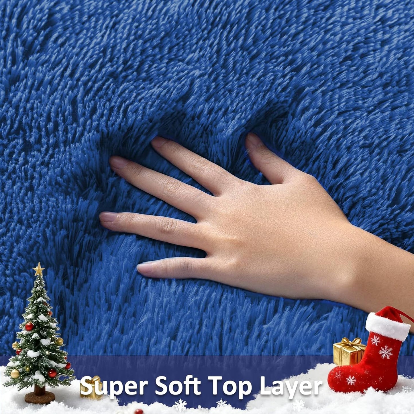 Ophanie Blue Runner Rug - Soft Non-Slip Shaggy Carpet for Hallway & Bedroom | 2x6 ft Aesthetic Decor