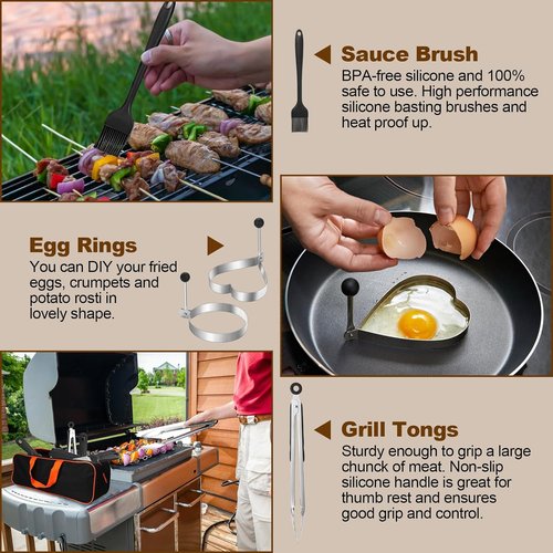 Blackstone 14PCS Griddle Accessories Kit - Premium Flat Top Grill Tools for Outdoor Barbecue
