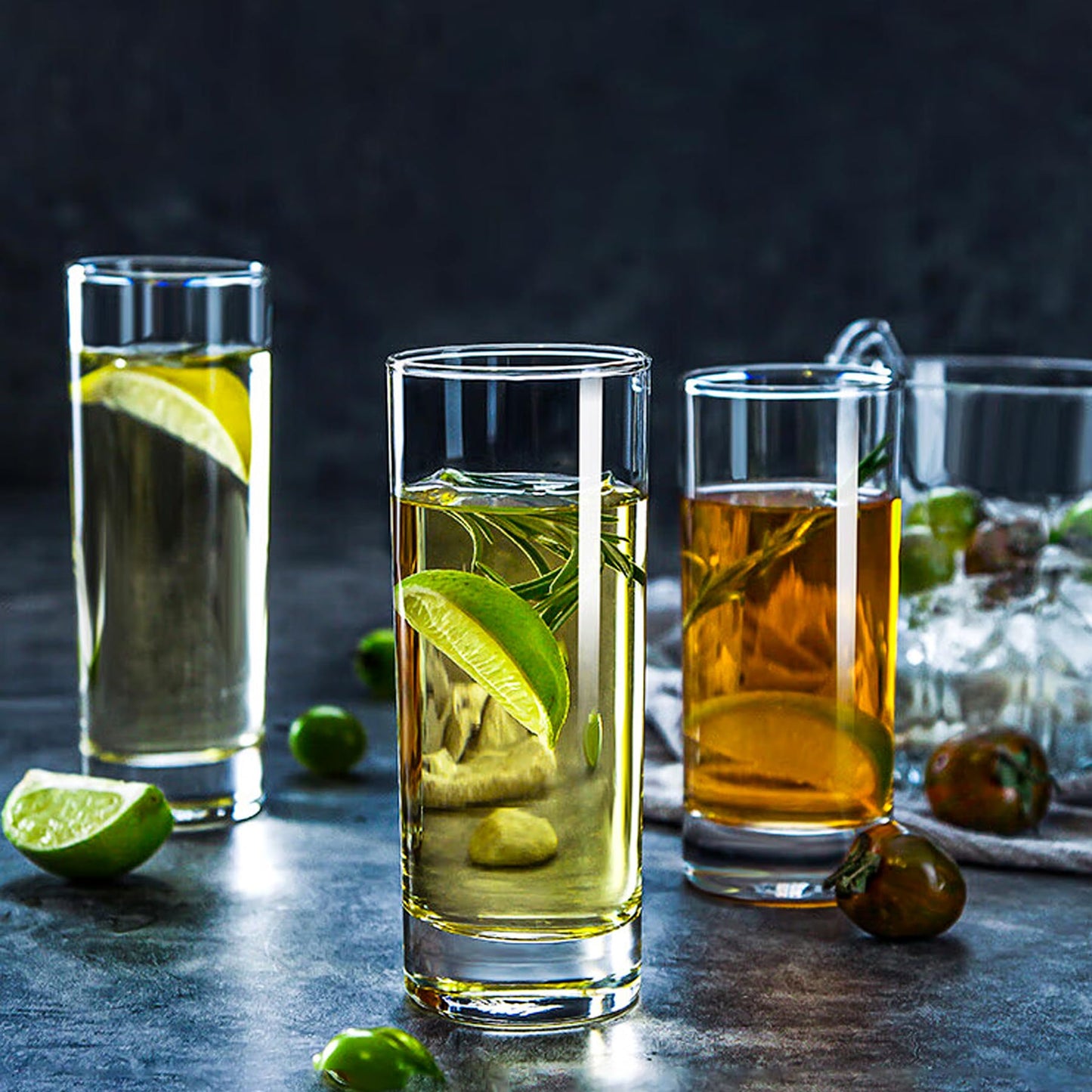 binsakao Premium Highball Glass Set - Elegant Tom Collins Glasses Set of 6-9 oz Tall Drinking Water Glasses - Bar Glassware for Mojito, Whiskey, Cocktail