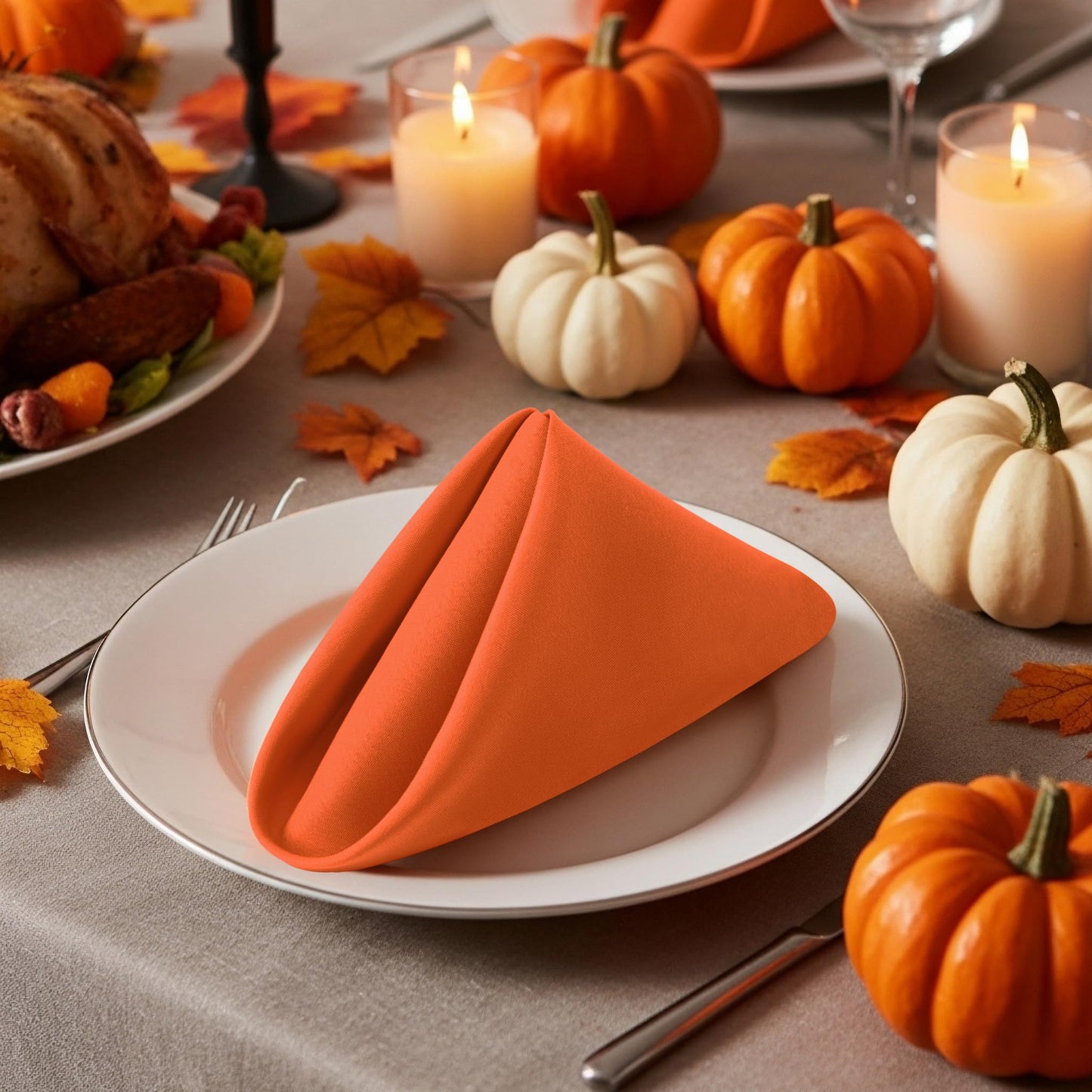 Utopia Home Orange Cloth Napkins (12 Pack, 17x17 Inches), Ideal Dinner Napkins for Halloween, Thanksgiving, Party, Wedding and Lunch/Dinner
