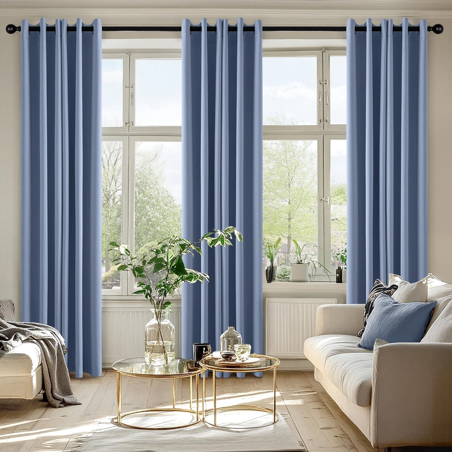 MIULEE Denim Blue Blackout Curtains - Thermal Insulated Room Darkening Drapes | 72 Inch, 2 Panels