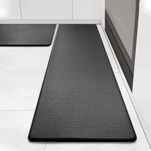 Artnice Kitchen Rugs Set of 2, Non-Slip Kitchen Mats for Floor, Ergonomic Cushioned Anti Fatigue Mat, Waterproof Standing Mat for Home, Office, Sink, Laundry, 17.3"×30"+17.3"×47", Black
