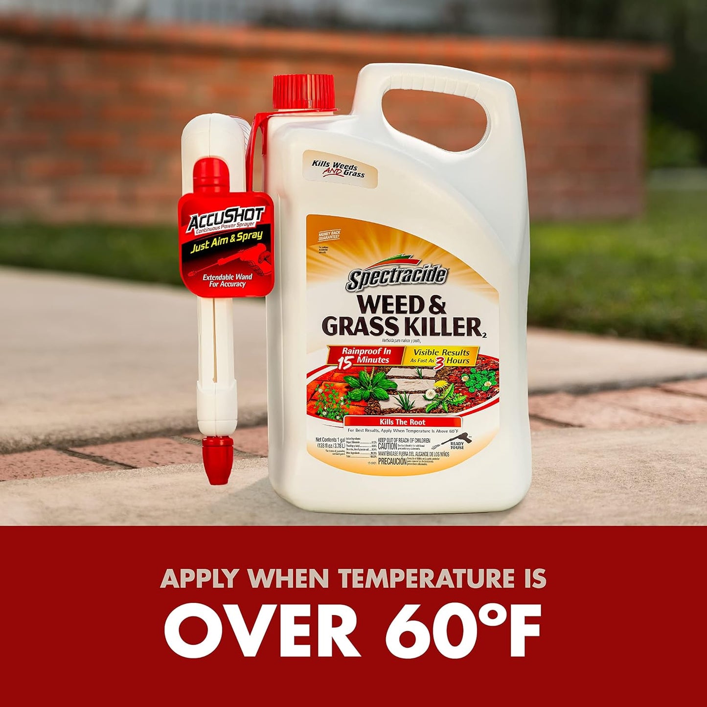 Spectracide Weed & Grass Killer - 1.33 Gallons with AccuShot Sprayer | Kills Weeds to the Root, Rainproof in 15 Minutes