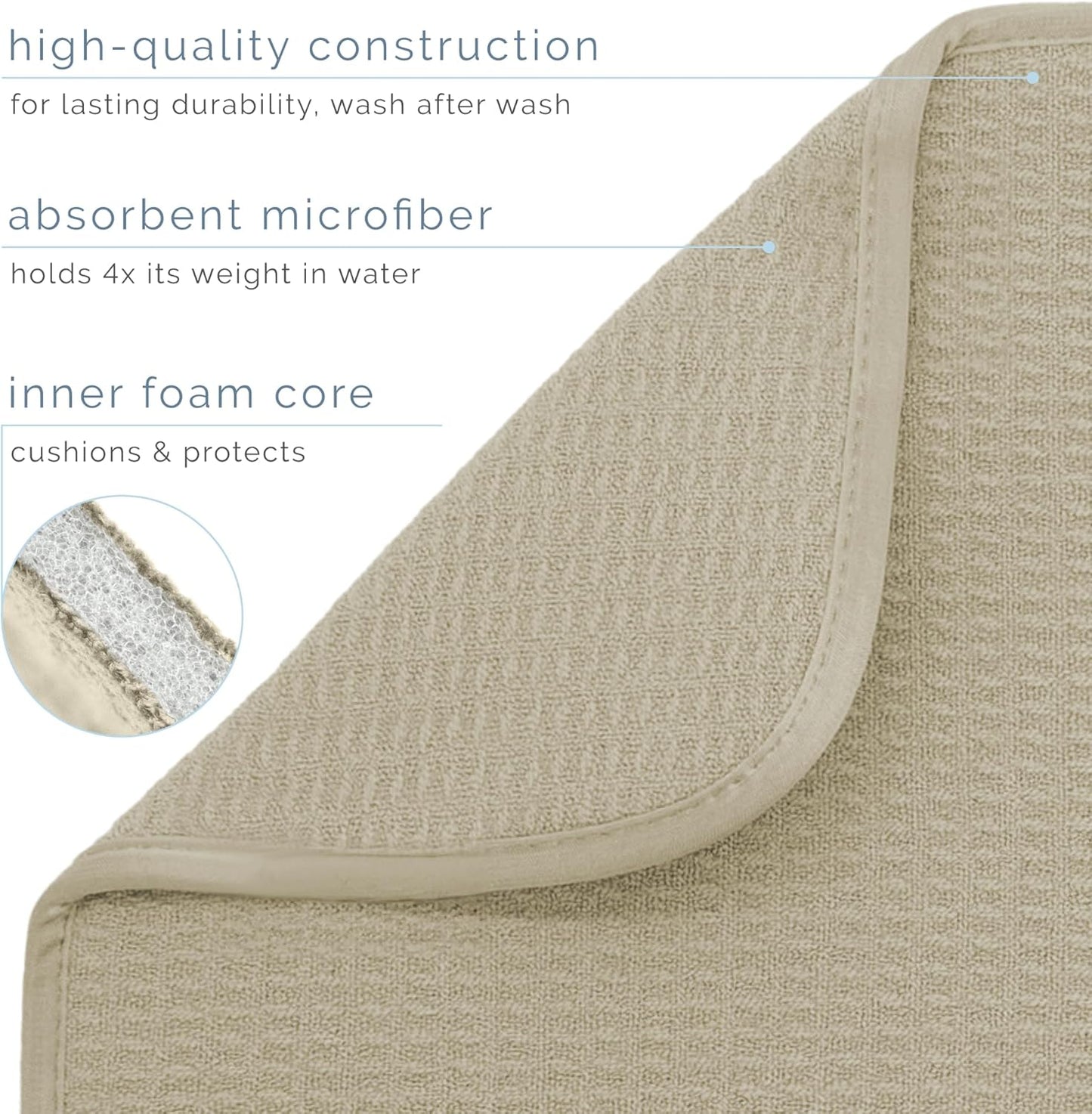 S&T INC. Jumbo Dish Drying Mat - Absorbent Microfiber Kitchen Counter Pad, 18” x 30” in Pure Cashmere