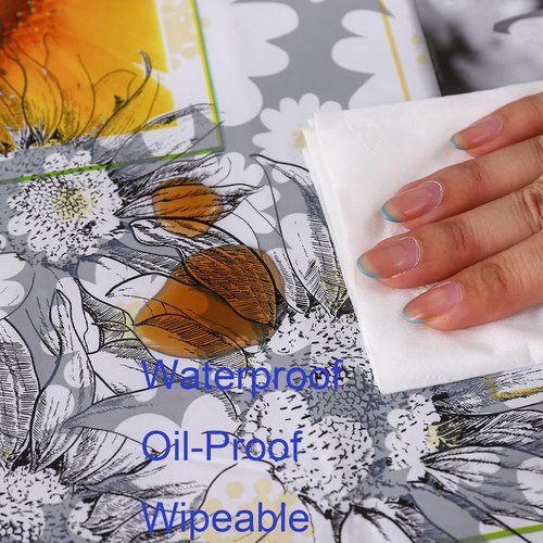 Heavy Duty Vinyl Tablecloth with Flannel Backing Waterproof Oil-Proof Plastic Table Cloth Stain-Resistant Wipeable Rectangle or Square Table Cover for Indoor and Outdoor ( Sunflower, 60X84 Inch)