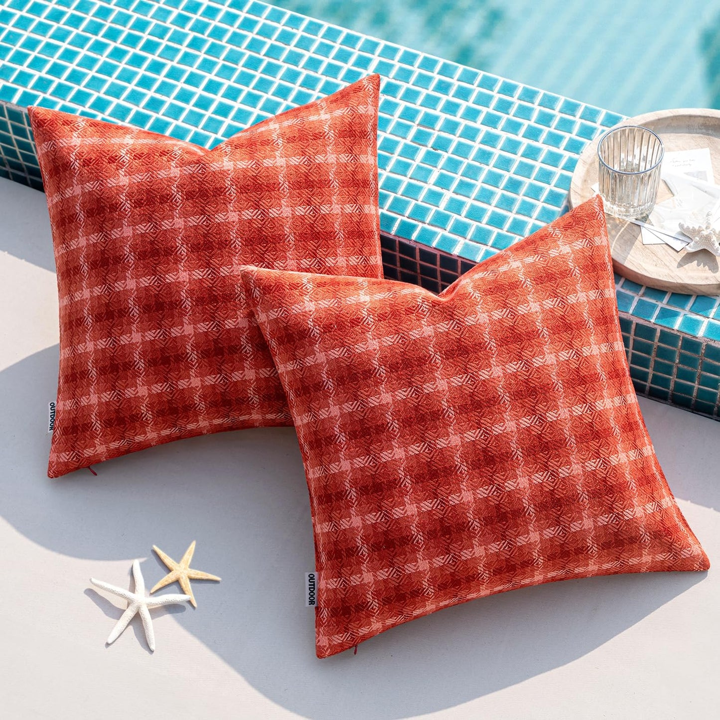 MIULEE Outdoor Pillow Covers - Waterproof 18x18 Red Decorative Cushions for Patio & Garden