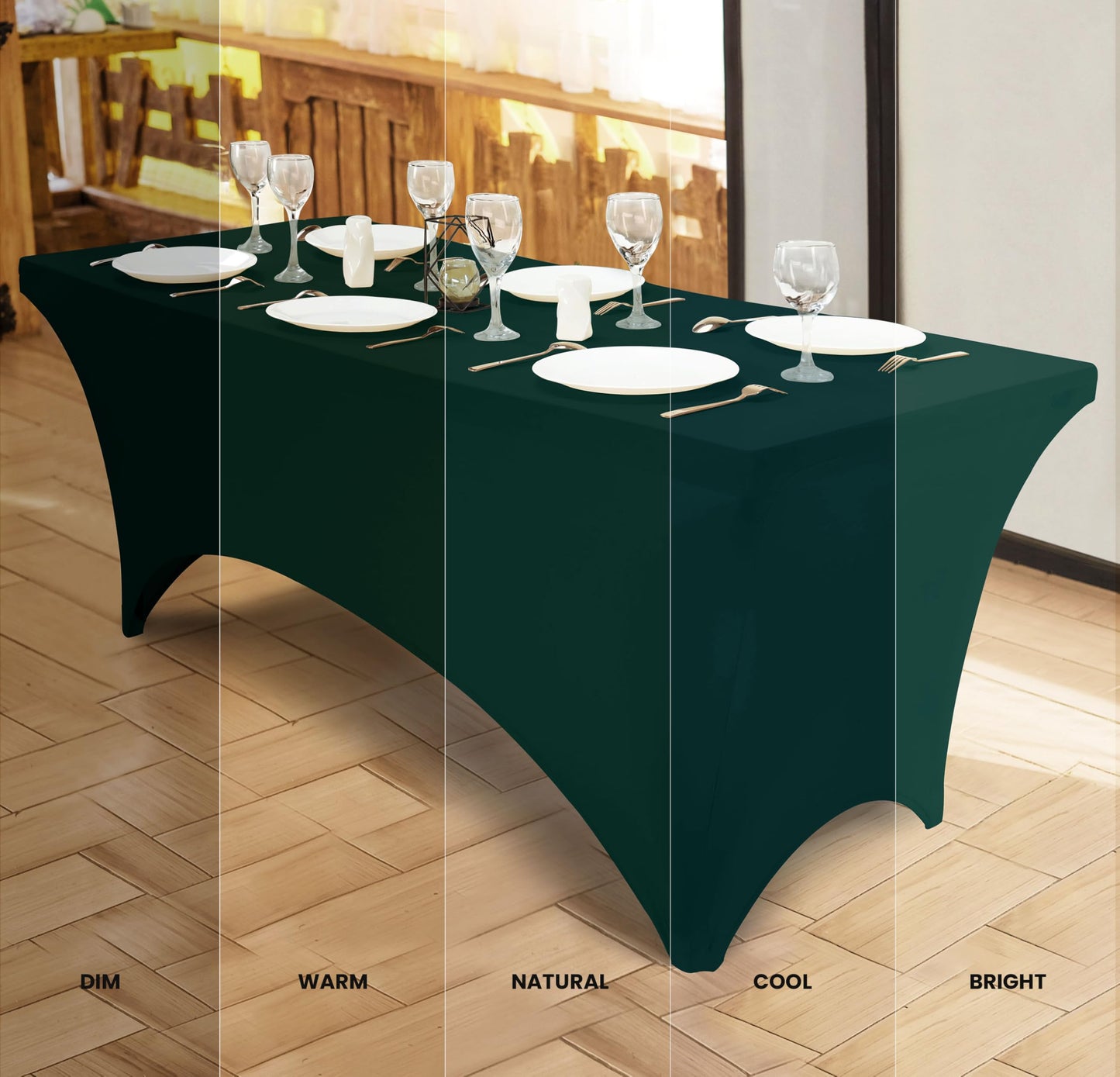 Utopia Kitchen Spandex Tablecloth 10 Pack [8FT, Hunter Green] Tight, Fitted, Washable and Wrinkle Resistant Stretch Table Cloth Rectangle Cover for Trade Show, Weddings & Parties [96Lx30Wx30H Inch]