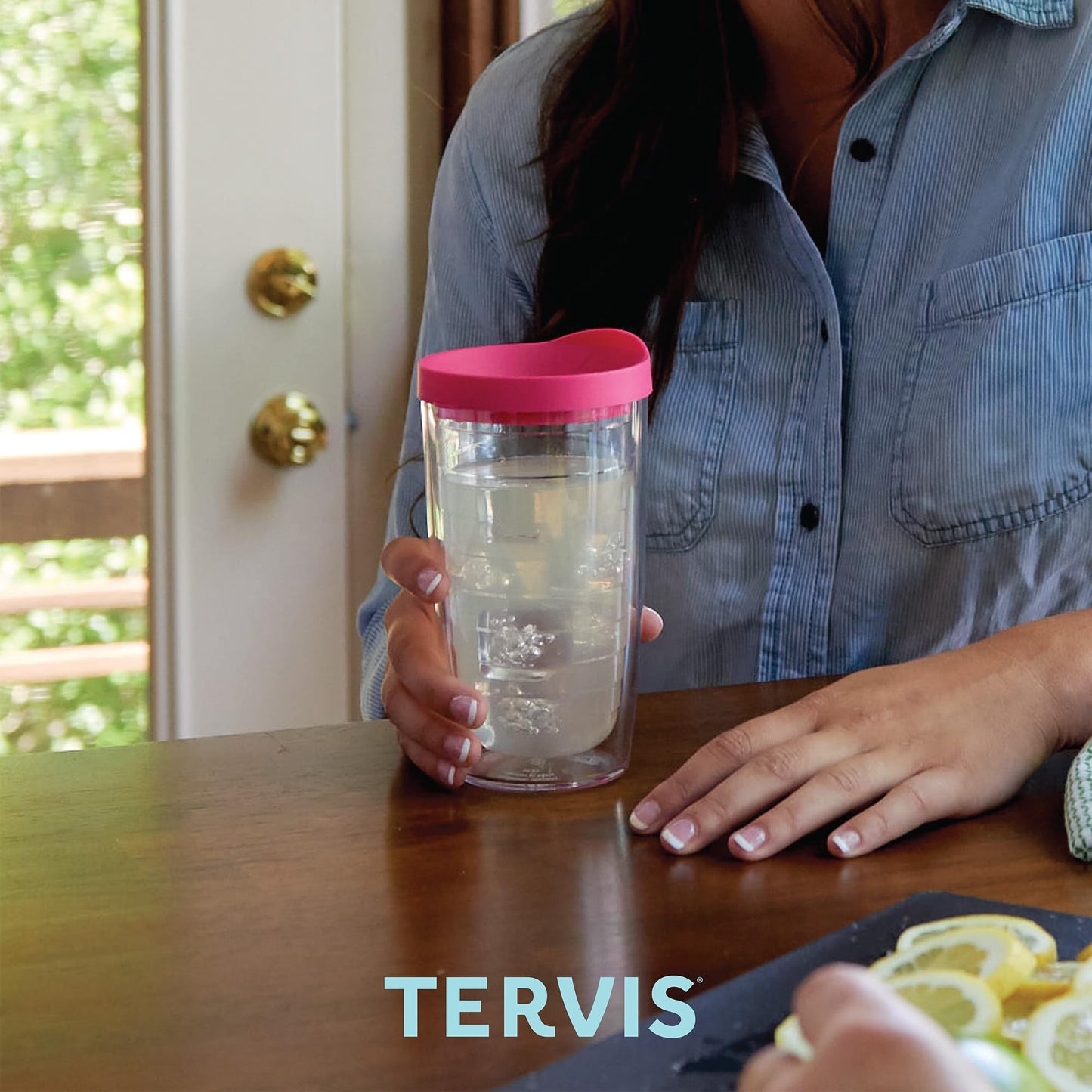 Tervis Clear & Colorful Tabletop Made in USA Double Walled Insulated Tumbler Travel Cup Keeps Drinks Cold & Hot, 16oz - 4pk, Assorted