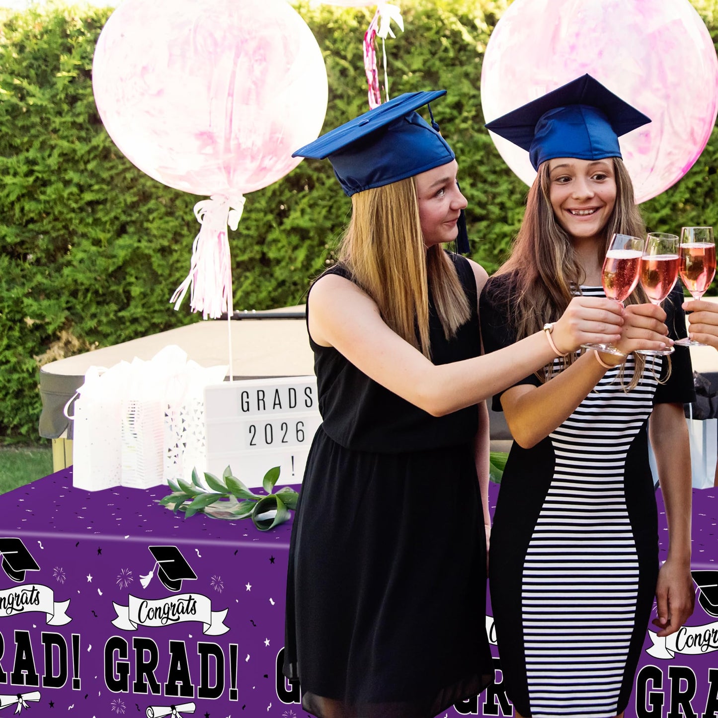 QZYL 2 Pcs Graduation Tablecloth, 108" X 54" Plastic Graduation Decorations 2026, Rectangle Purple Table Cloths for Grad Decor Party Supplies, Disposable Tablecover for Class of 2026 Congrats Grad