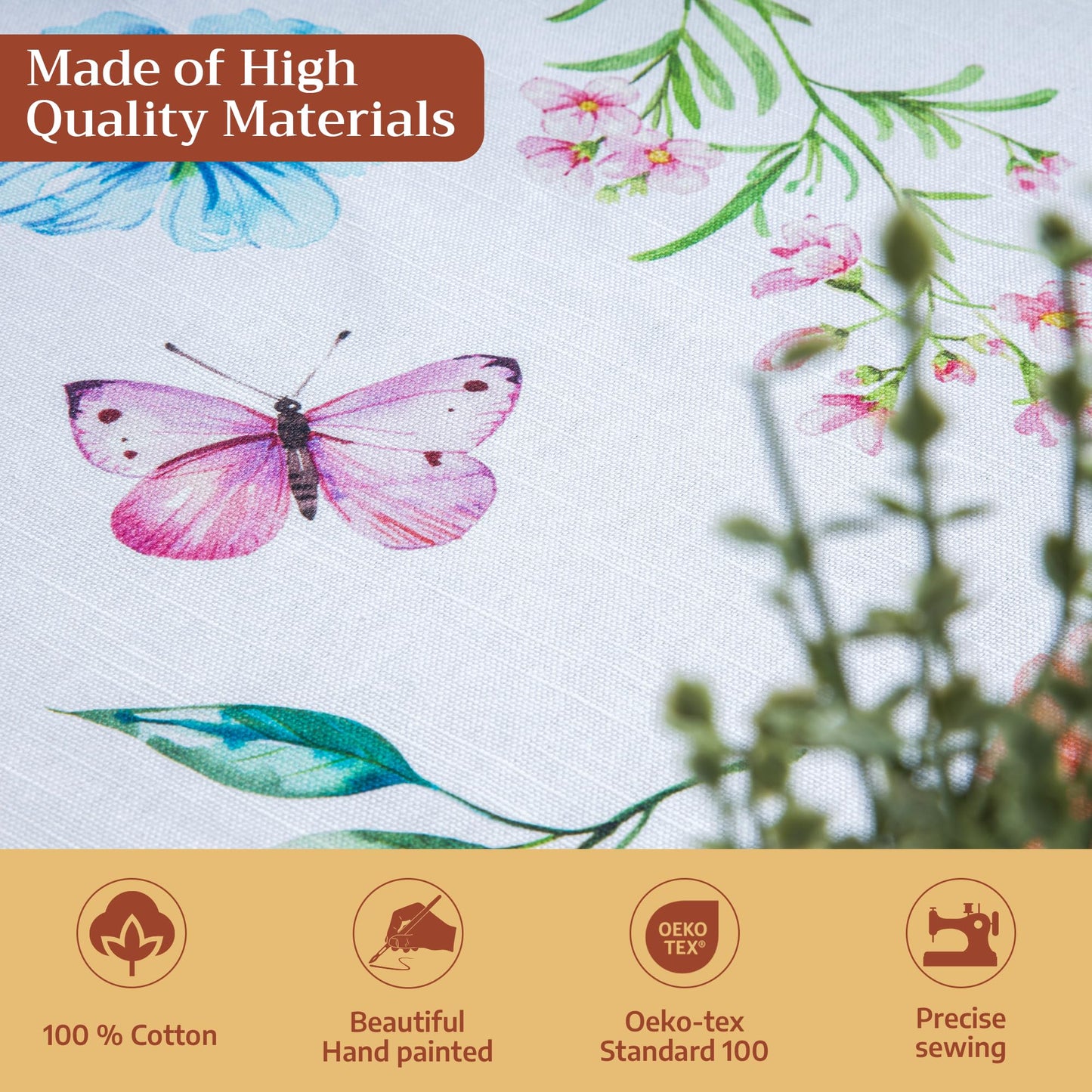 Maison d' Hermine Table Cloth Rectangle Table 100% Cotton 60 x 120 Inches Tablecloth Reusable Decorative for Dining Kitchen Room Farmhouse Home Gifts for Mothers Day Spring Summer - Just Floral