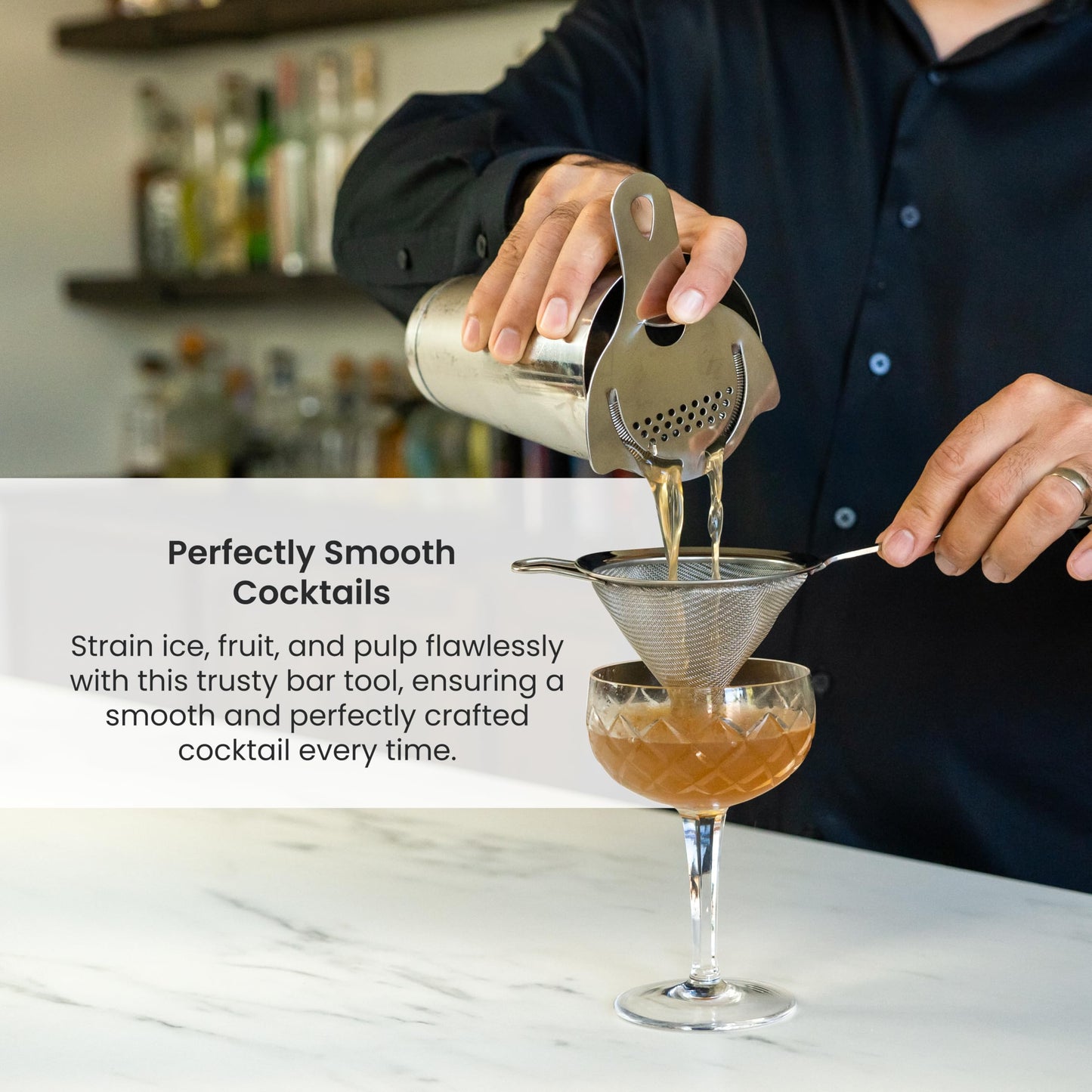 A Bar Above Stainless Steel Fine Mesh Cocktail Strainer, 304 Conical Sieve with Ergonomic Handle, Rustproof Bartender Tool for Double-Straining Tea, Coffee, Kombucha, and Culinary Prep