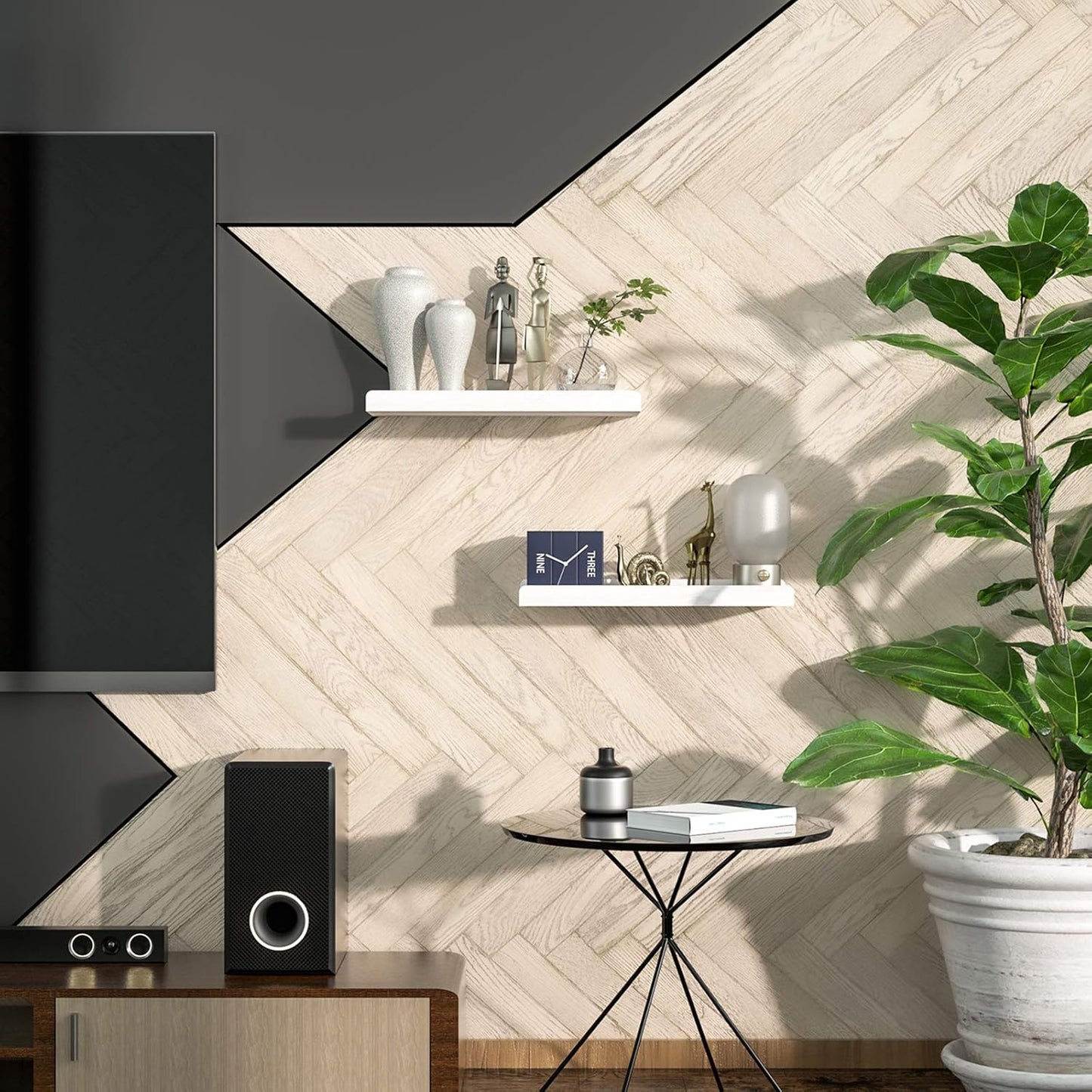 Love-KANKEI Floating Shelves - Rustic Wall-Mounted Set of 2 | 17-Inch Storage for Home & Office