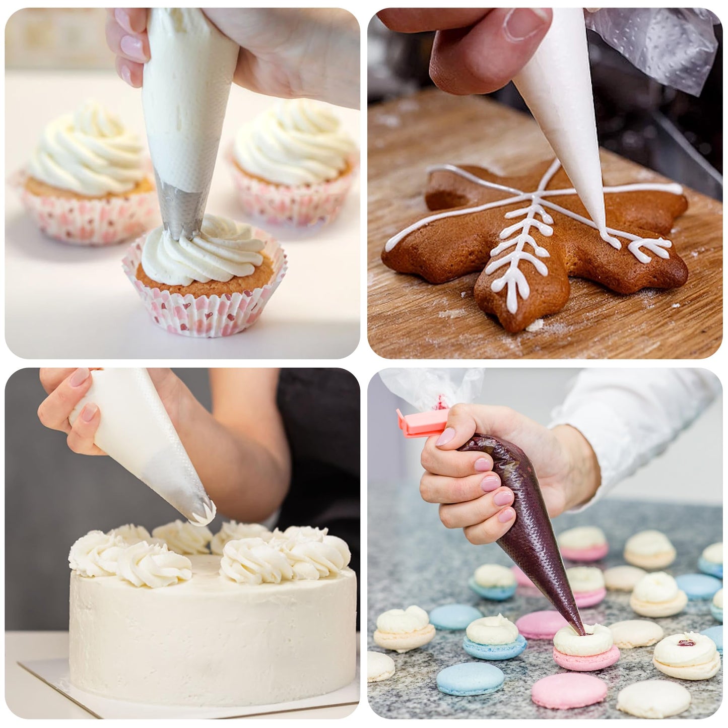 LotFancy 500Pcs Piping Bags 10 Inch, Thick Tipless Piping Bags, Non-Slip Disposable Pastry Bag for Royal Icing, Cookies, Cake Decorating