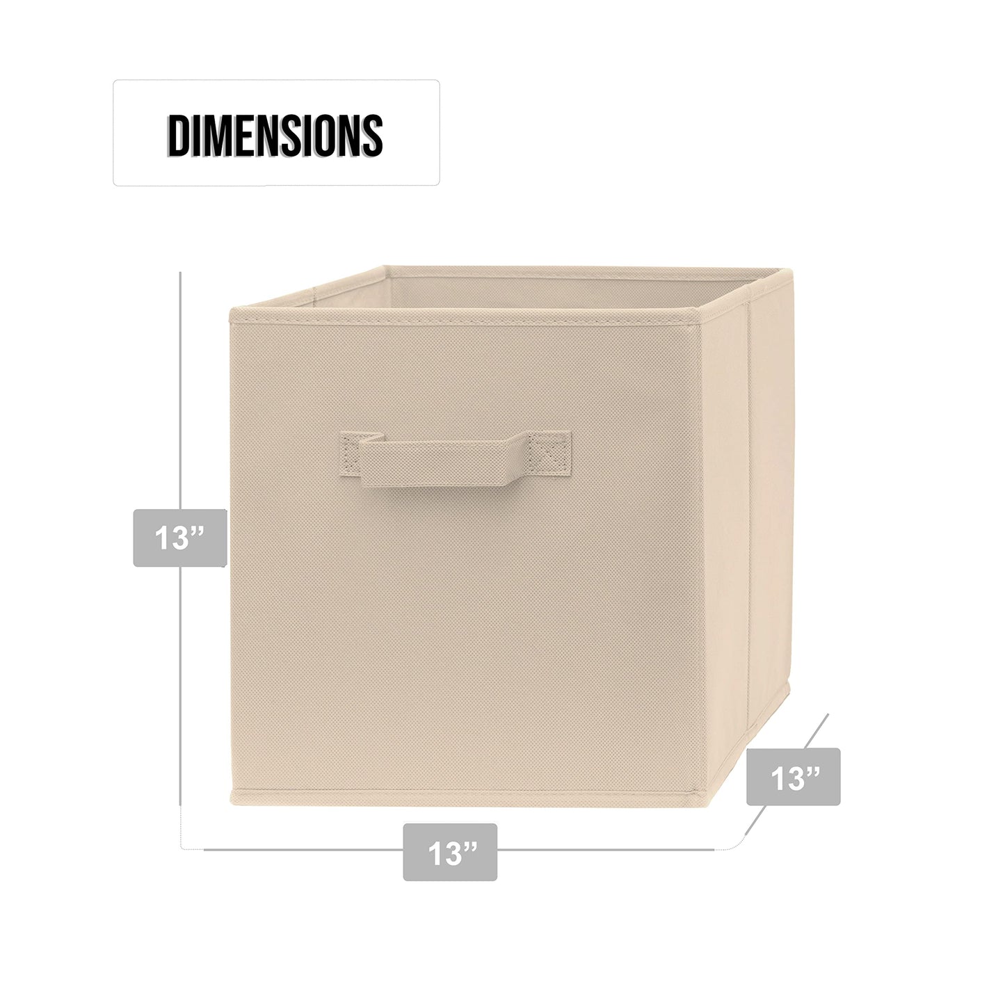 13 Inch Cube Storage Bins - 4 Pack - Large, Dual Handles, Foldable | 13x13 Fabric Bins for Organizing Closet, Clothes and Toys