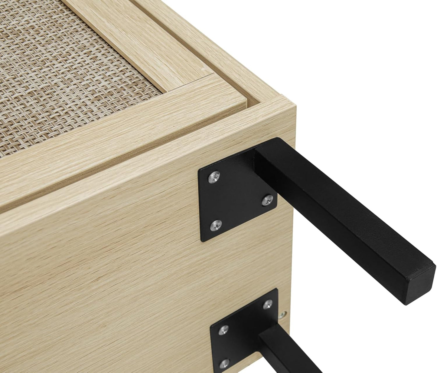 ZeHuoGe Natural Rattan Shoe Storage Rack - Modern 3-Tier Cabinet with 3 Flip Drawers for Heels & Slippers