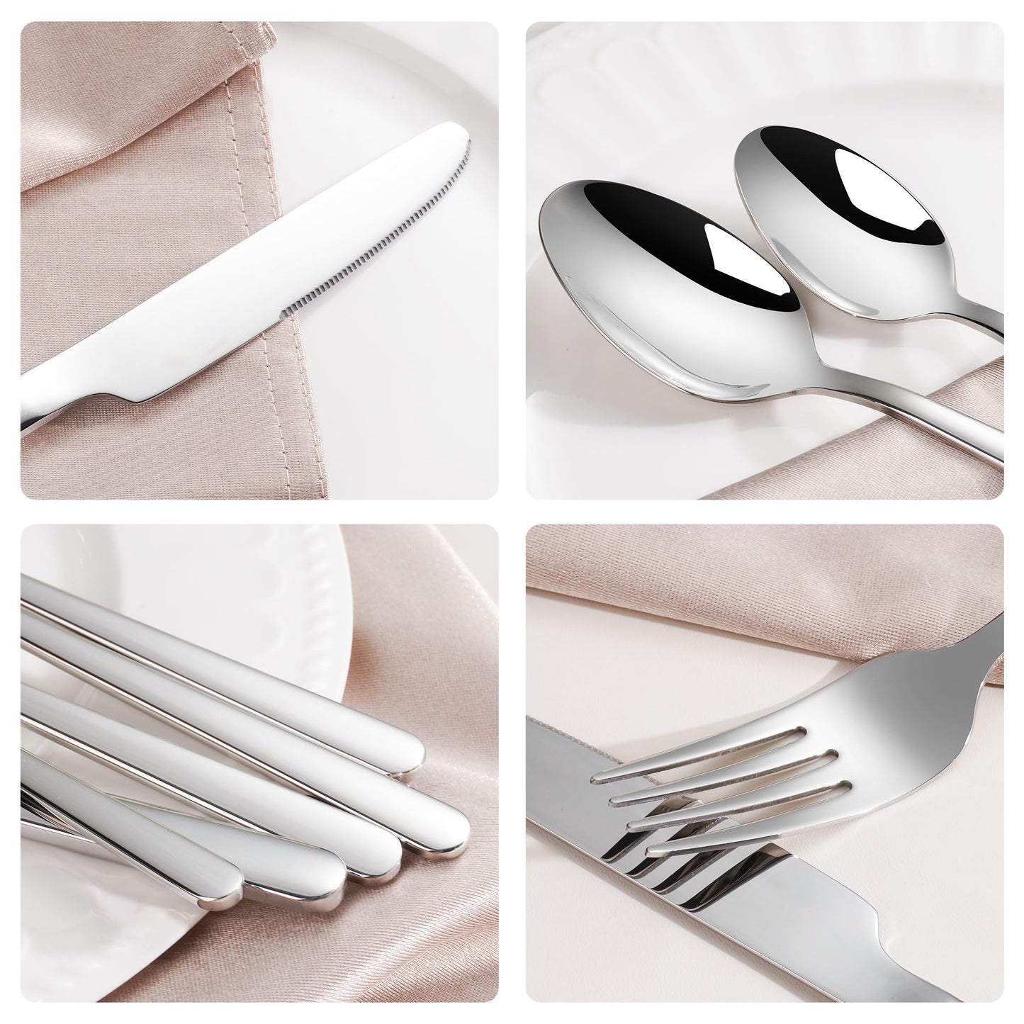40 Piece Heavy Silverware Set for 8, 18/10 Stainless Steel Flatware, Cutlery Set Morror Polished, Dishwasher Safe for Home, Restaurant, Wedding, Party